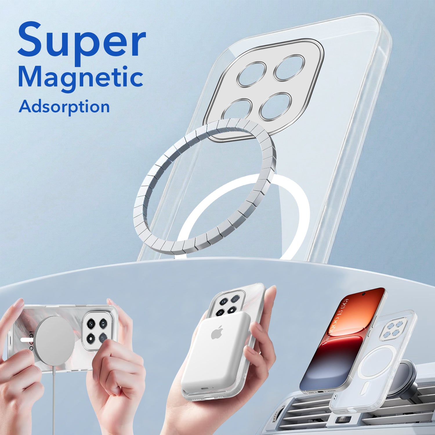 For Vivo iQOO 15 5G Back Cover Case Lifetime Anti-Yellow MagSafe Compatible Clear (Sleek Hard Crystal | Shockproof and Camera Protection)