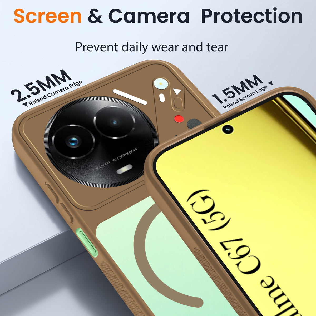 For Realme C67 Back Cover Case Lifetime Anti-Yellow Clear (Camera Protection | Side Grip | Wireless MagSafe Compatible)