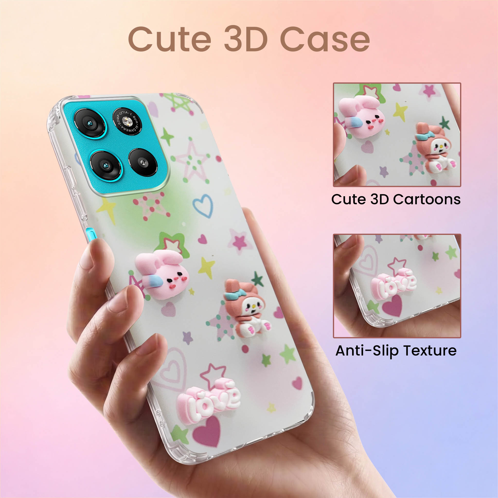 For Motorola Moto G67 Power | G57 Power Back Cover Case (3D Cute Cartoons | Hard Back Side Soft | Matte Premium Finish | HD Printing)