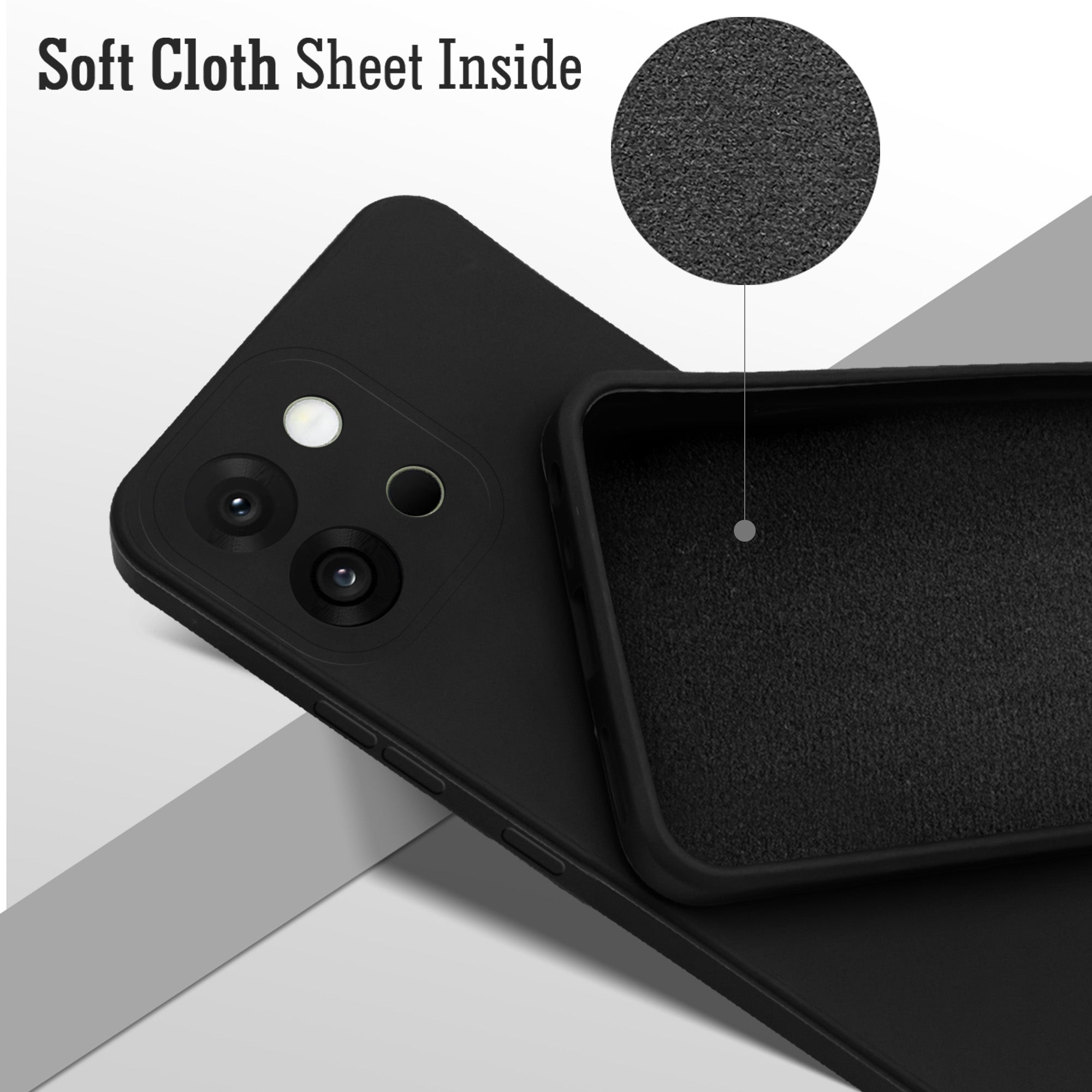 For OnePlus 13S Back Cover Case (Matte Finish Silicone with Inside Fiber cloth)