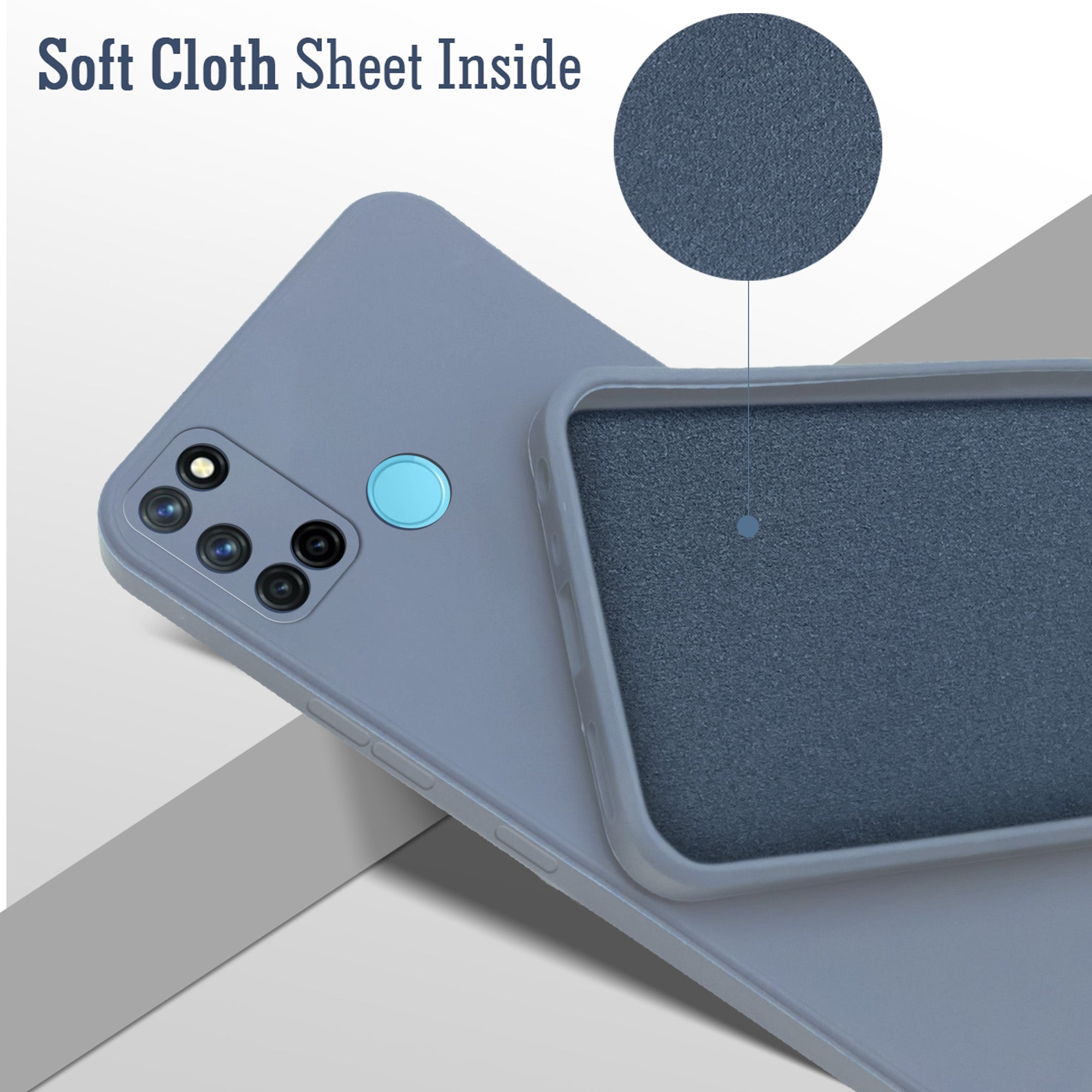 For Realme 7i Back Cover Case ( Matte Finish Silicone with Inside Fiber cloth)