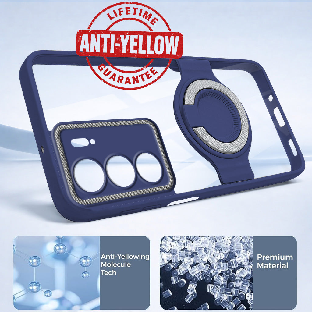 For Realme P3 lite Back Cover Case with stand (Built-in Ring Holder Kickstand | Lifetime Anti Yellow | Camera Protection)