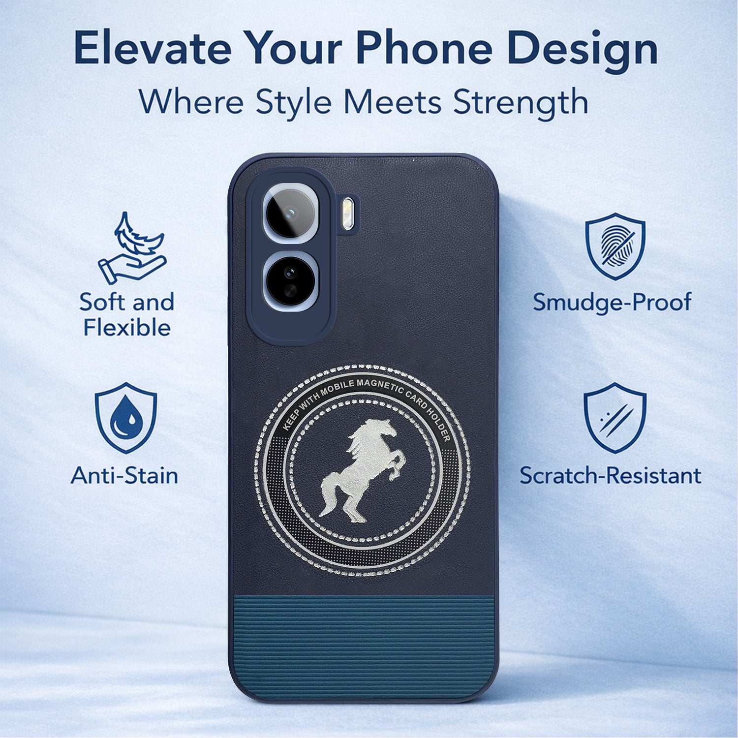 For Vivo T5 Pro 5G Back Cover Case PU Leather Finish (Professional Minimalist Texture | MagSafe Compatile | Camera Protection | Sleek Sober Formal) (Copy)