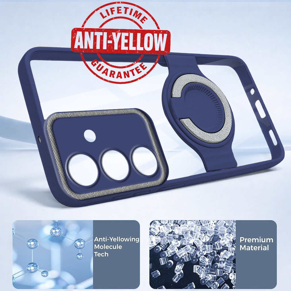 For Samsung Galaxy S24 Back Cover Case with stand (Built-in Ring Holder Kickstand | Lifetime Anti Yellow | Camera Protection)
