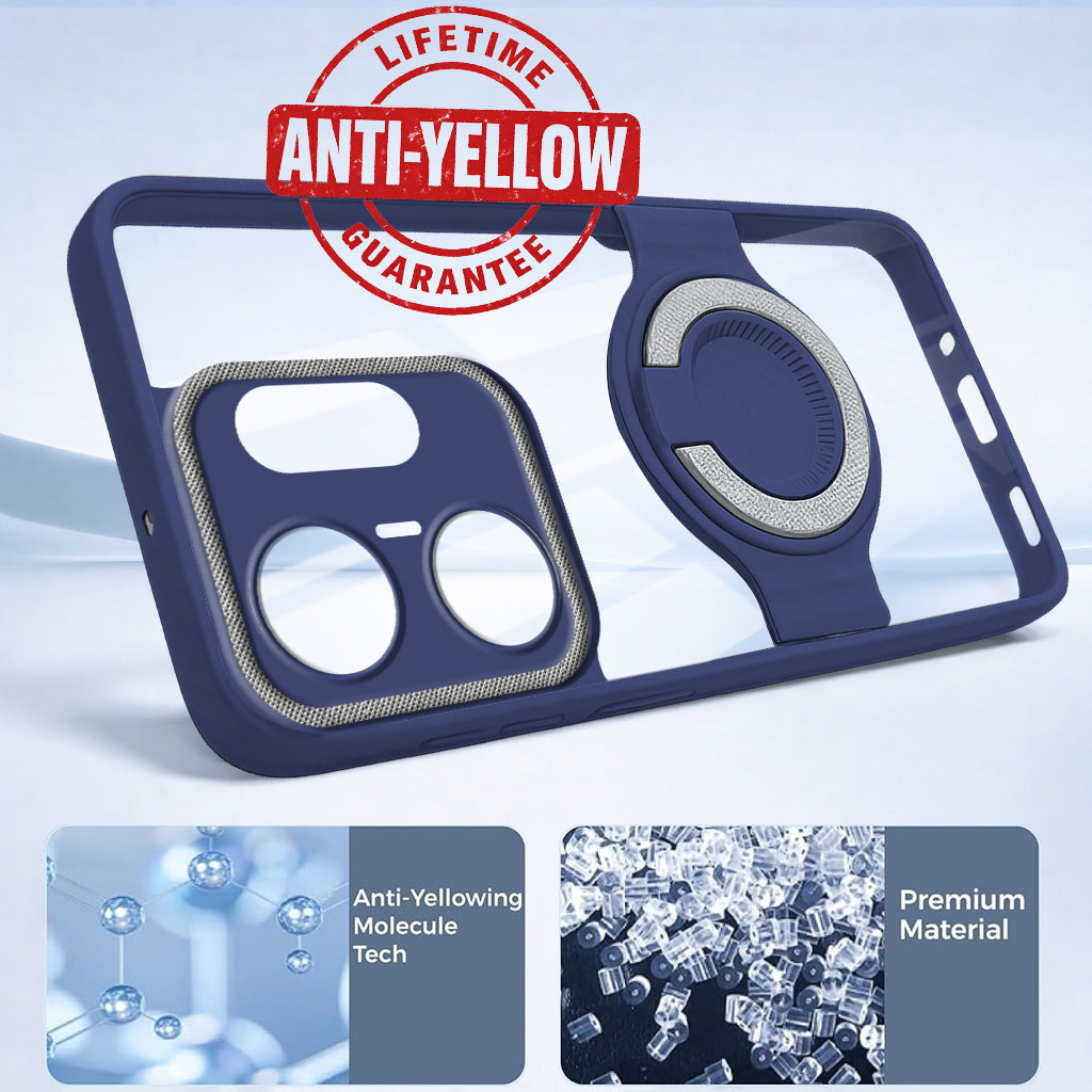 For Vivo X200 FE Back Cover Case with stand (Built-in Ring Holder Kickstand | Lifetime Anti Yellow | Camera Protection)