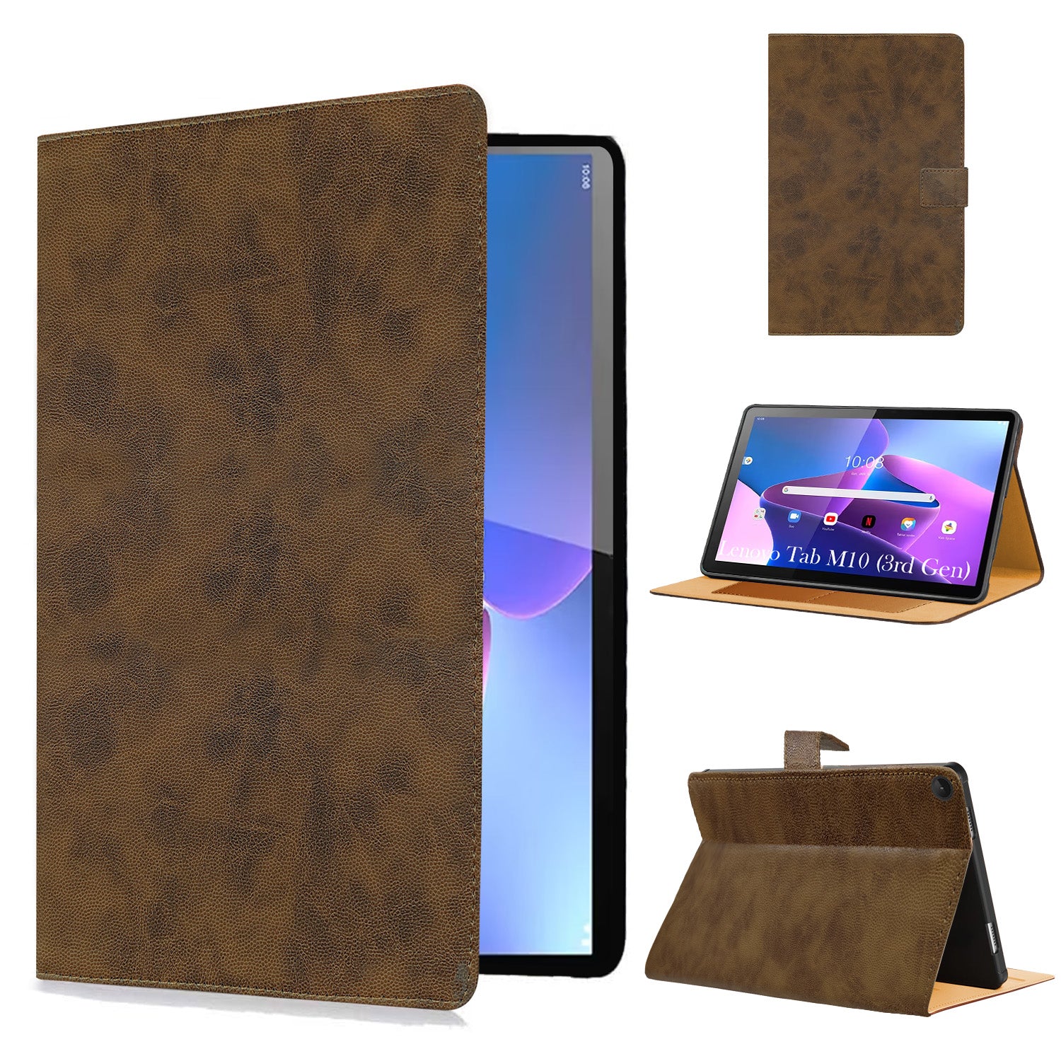 For Lenovo Tab M10 Gen 3 (TB328XU) Flip Cover Folio Cover 10.1 Inch (PU Leather | Multi-Angle Smart Stand | Card Storage Slots | Silicone Back Pouch)