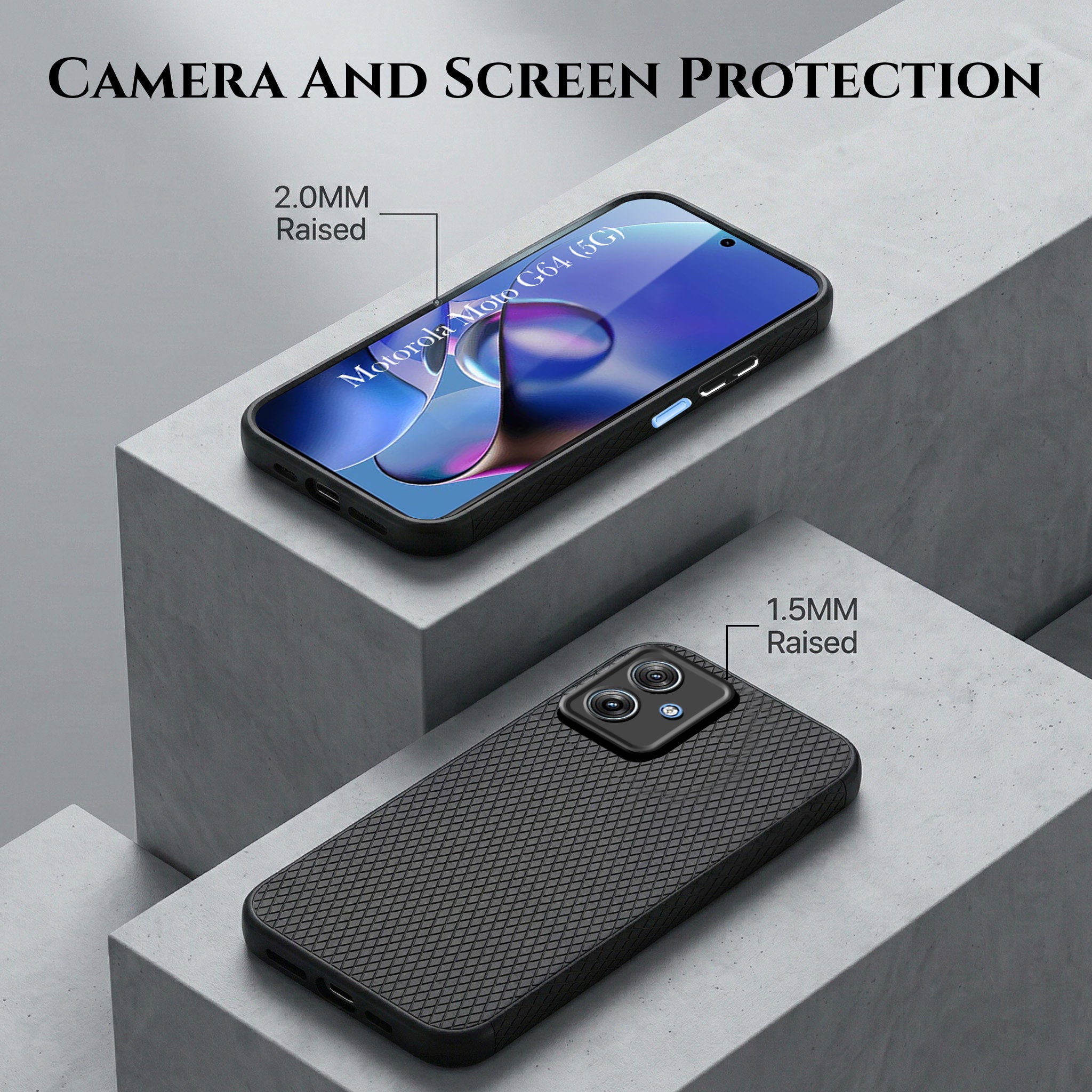 For Motorola G64 5G Combo with Back Cover and 9H Tempered Glass (Liquid Silicone | Camera Protection | Oleophobic Coating Screen Glass)