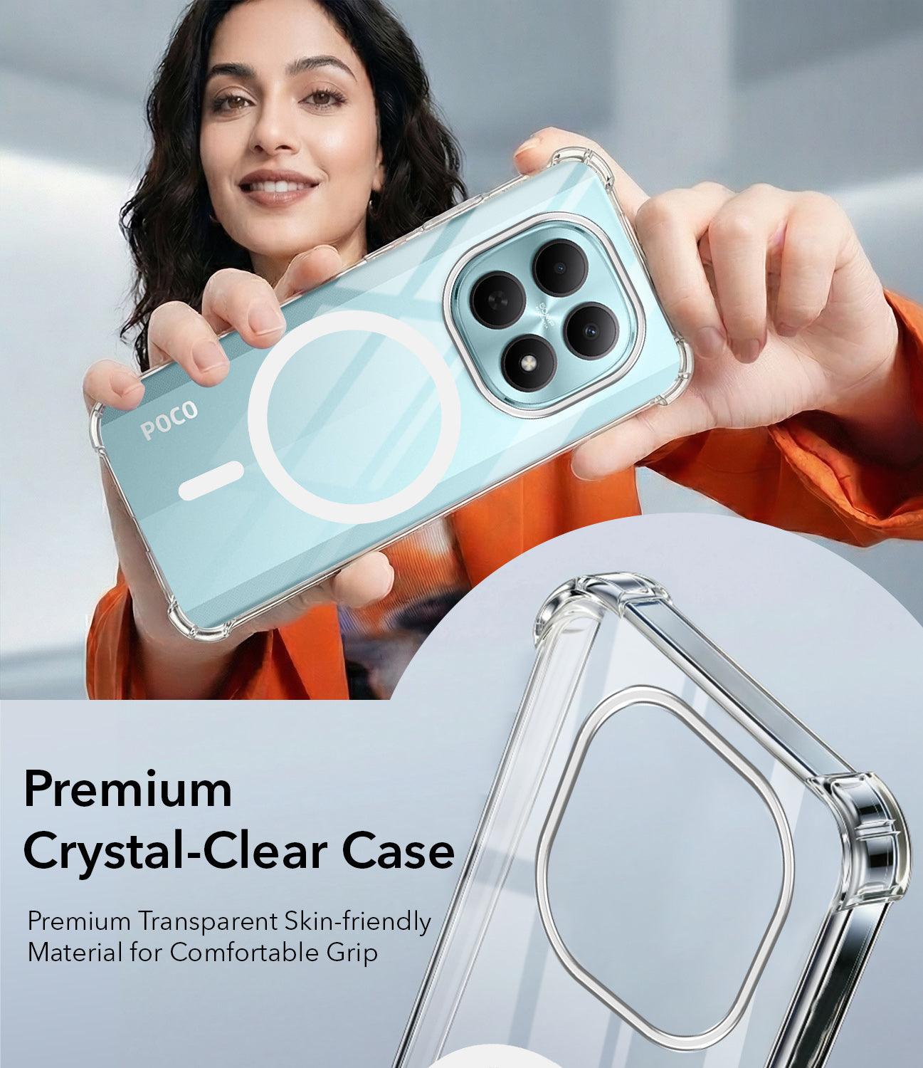 For Poco M8 5G Back Cover Shockproof Crystal-Clear (Magsafe Wireless Support | Drop & Camera Protection | Hard Polycarbonate)