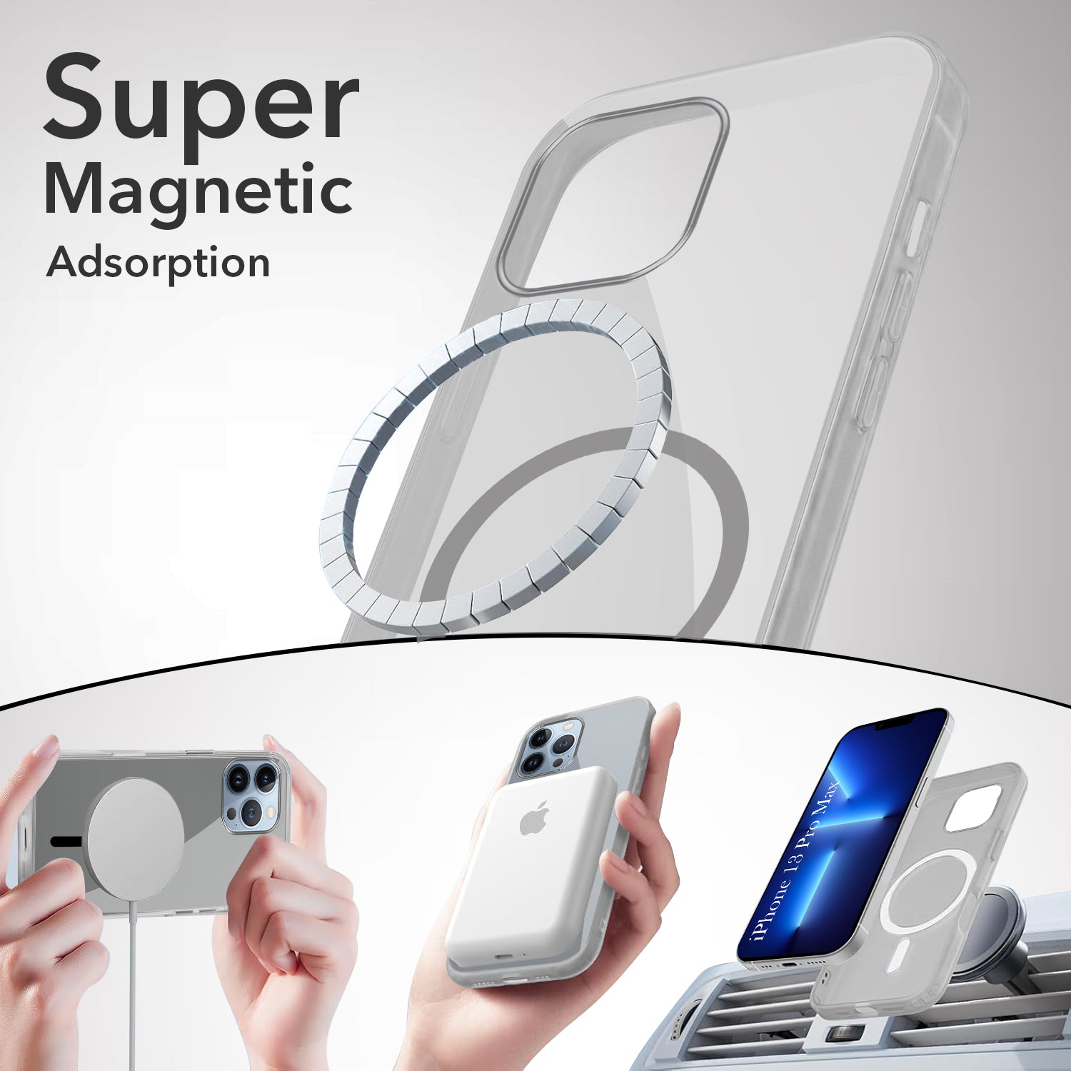 For Apple iPhone 13 Pro Max Back Case Cover Lifetime Anti-Yellow MagSafe Compatible Clear (Sleek Hard Crystal | Camera Protection and Shockproof)