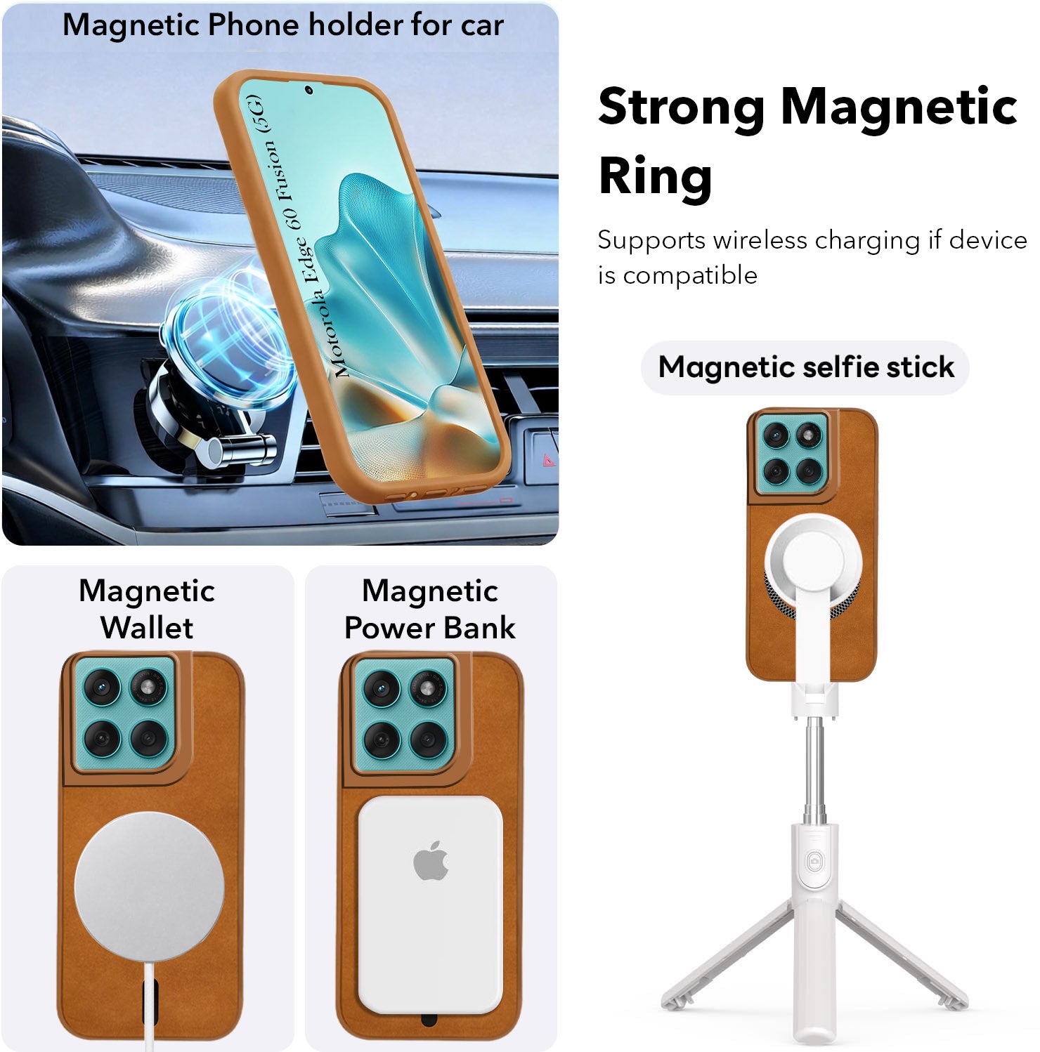 For Motorola Moto Edge 60 Fusion Back Cover Case Leather Finish (MagSafe Compatible Wireless Charging | Soft Touch | Camera Bump Protection)