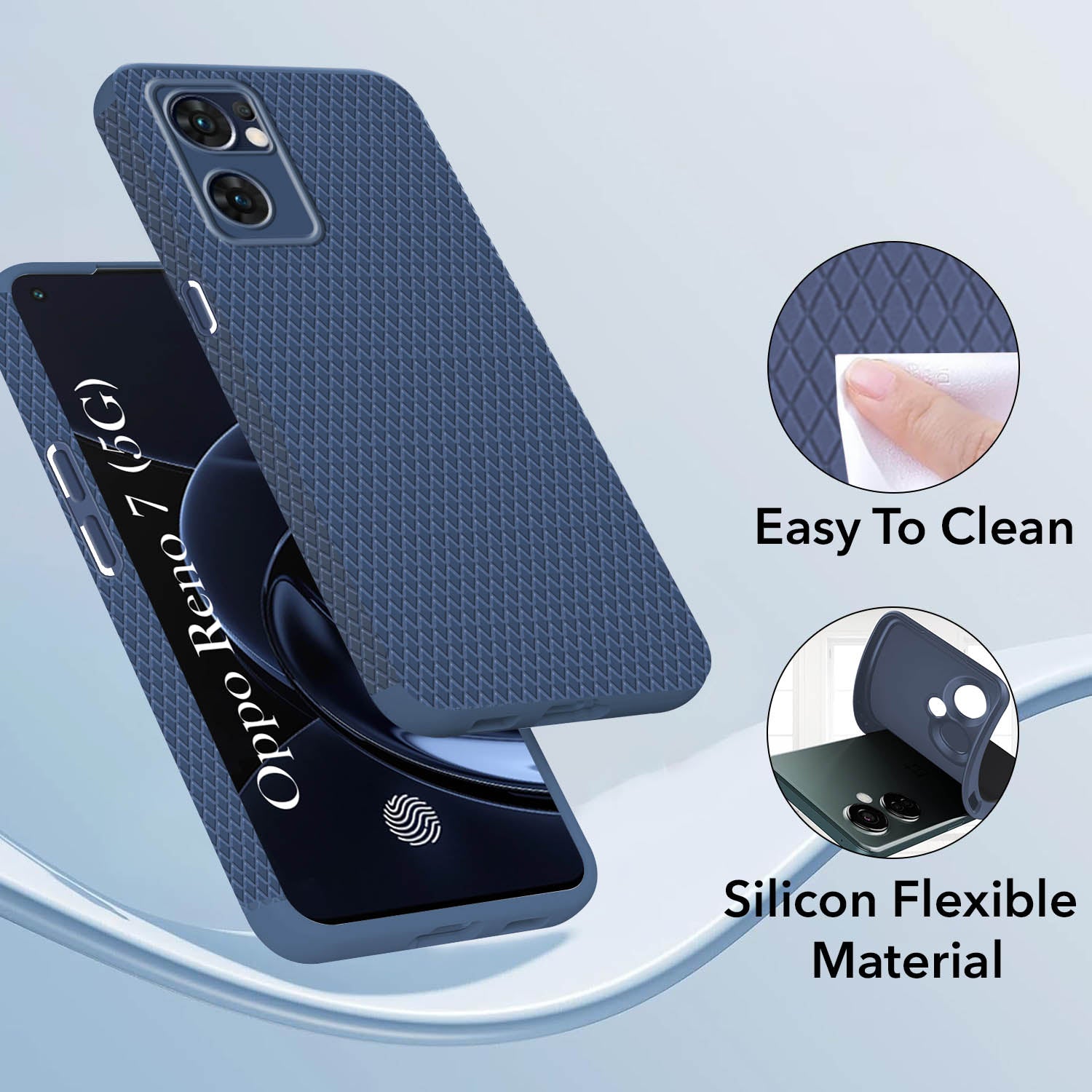 For Oppo Reno7 5G | Reno 7 5G Back Cover Case (Camera Protection | Side Grip Texture | Soft and Flexible)