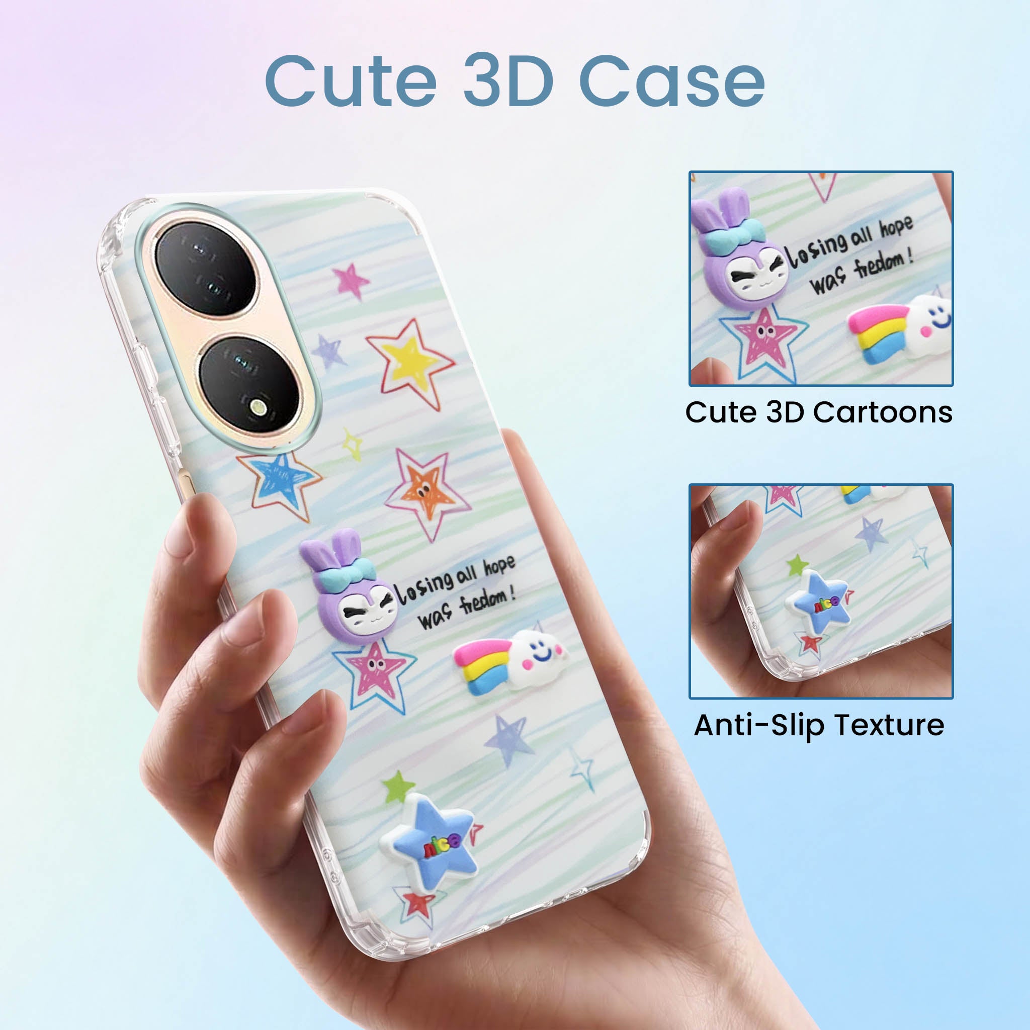 For Vivo Y100 Back Cover Case (3D Cute Cartoons | Hard Back Side Soft | Matte Premium Finish | HD Printing)