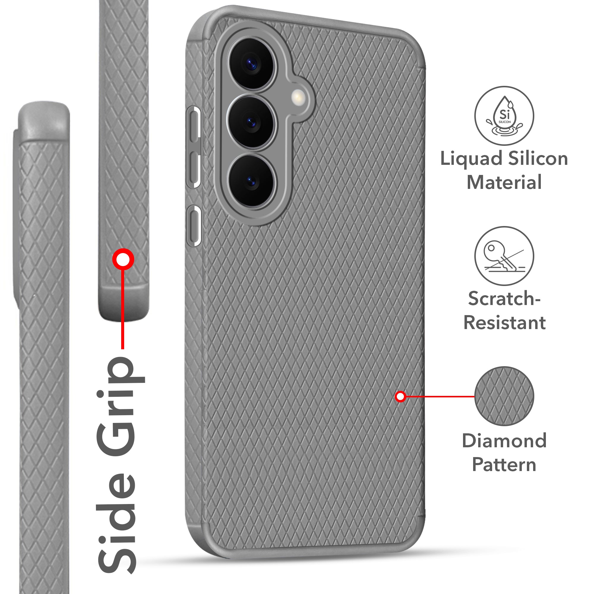 For Samsung Galaxy S26 Plus Back Cover Case Liquid Silicone (Camera Protection | Side Grip Texture | Soft and Flexible)