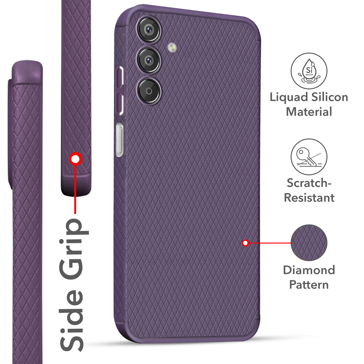 For Samsung Galaxy F15 5G Back Cover Case (Liquid Silicone | Side Grip | Camera Protection)