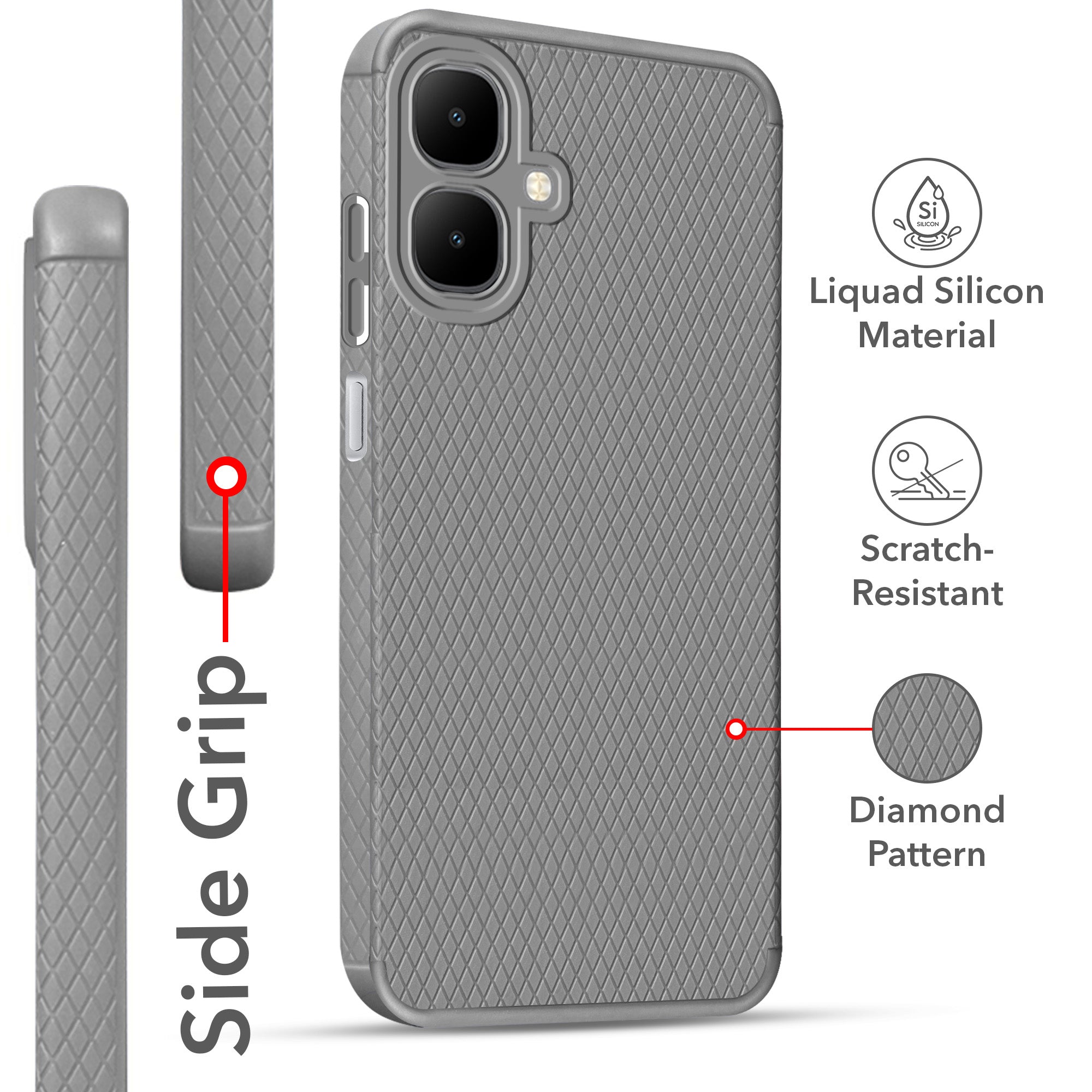 For Infinix Smart 10 Back Cover Case (Liquid Silicone | Side Grip | Camera Protection)