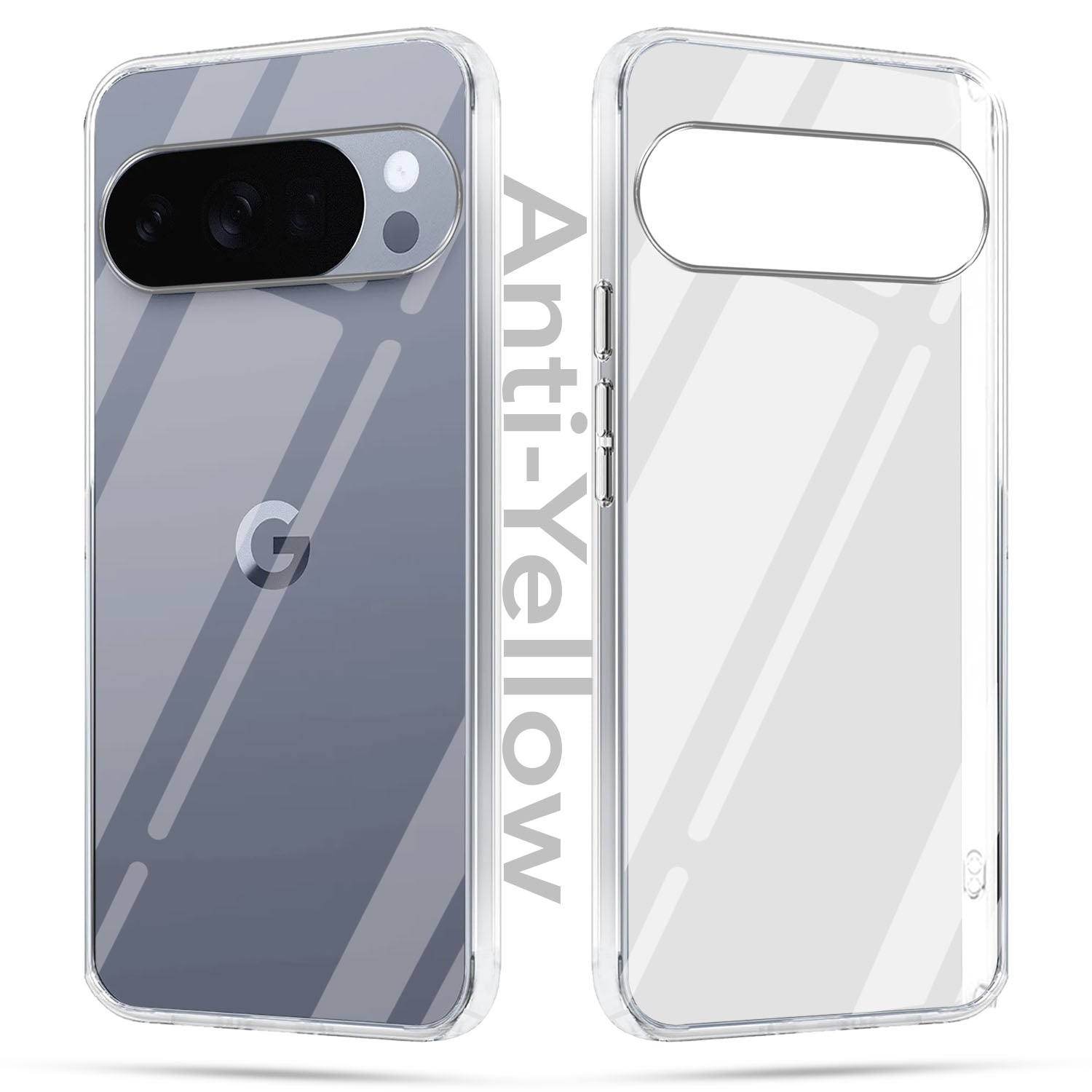 For Google Pixel 10 Pro Combo with Back Cover and 9H Tempered Glass (Lifetime Anti-Yellow | Sleek Hard Crystal | Oleophobic Coating Screen Glass)