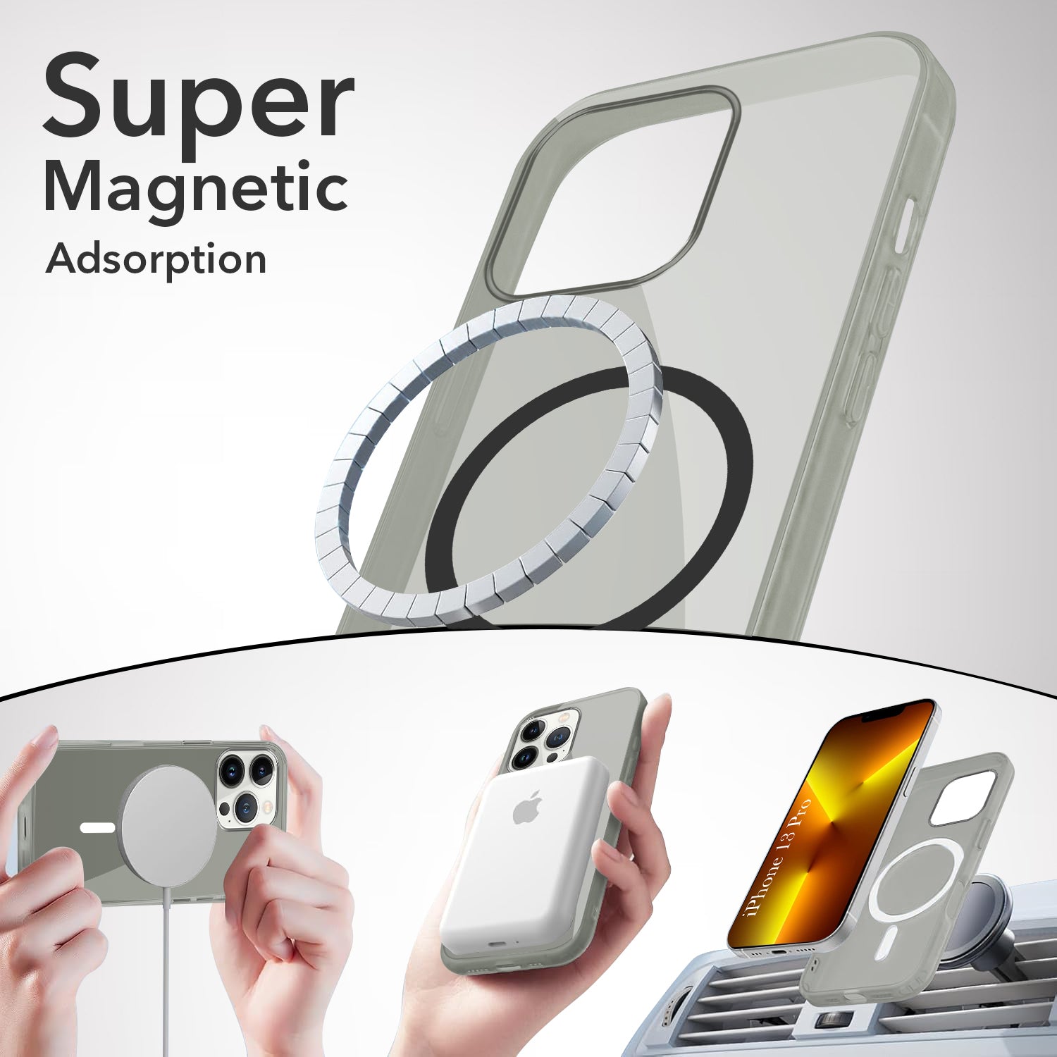 For Apple iPhone 13 Pro Back Case Cover Lifetime Anti-Yellow MagSafe Compatible Clear (Sleek Hard Crystal | Camera Protection and Shockproof)
