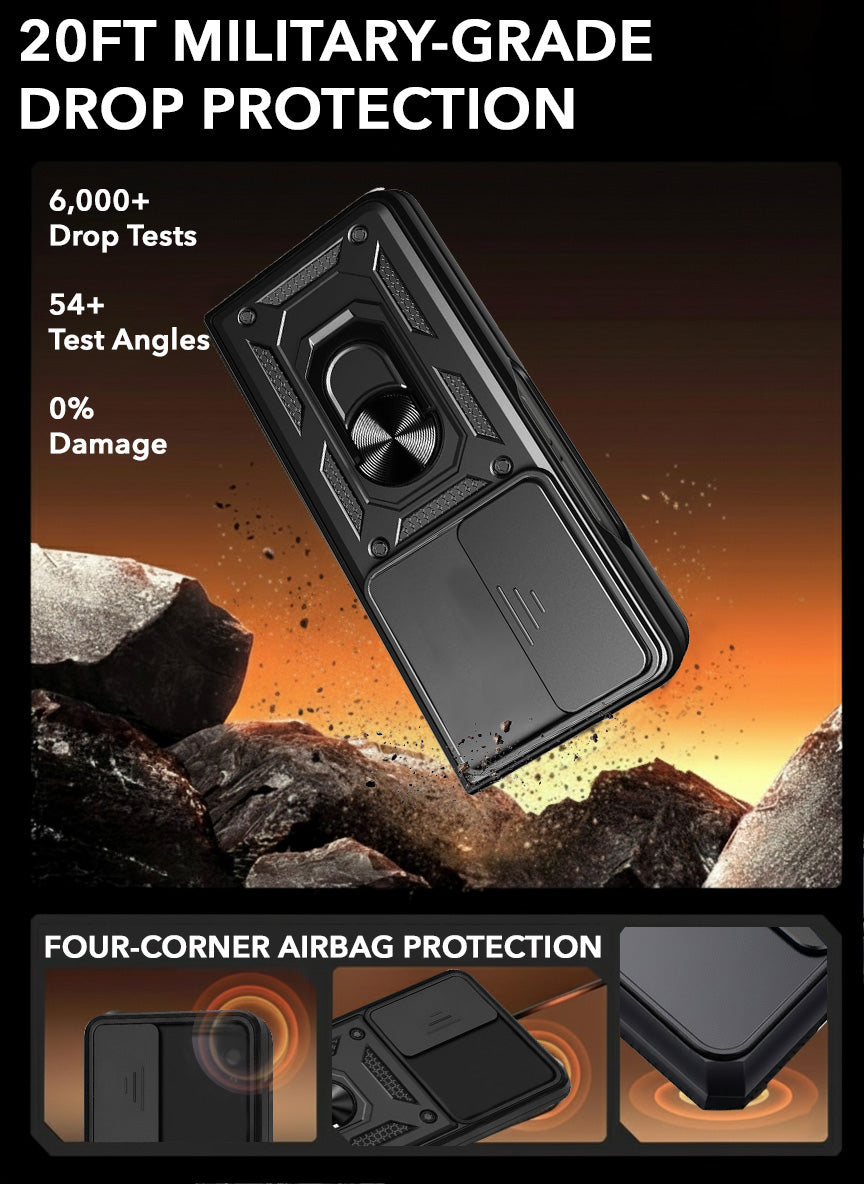 For Samsung Galaxy Z Fold 8 Ultra Back Cover Case Hybrid Armor (Sliding Shutter Camera Protection | Polycarbonate |Ring Holder Kickstand)