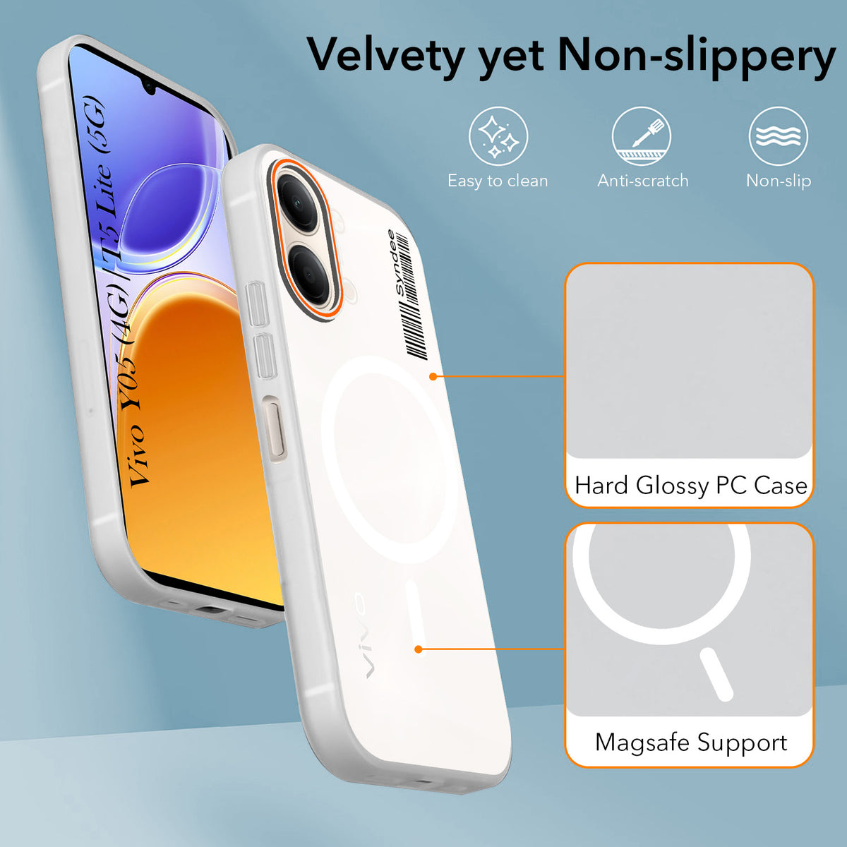 For Vivo Y05 4G | Vivo T5 Lite 5G Back Cover Case (Soft Touch | Camera Bump Protection | MagSafe Compatible | Matte Finish)