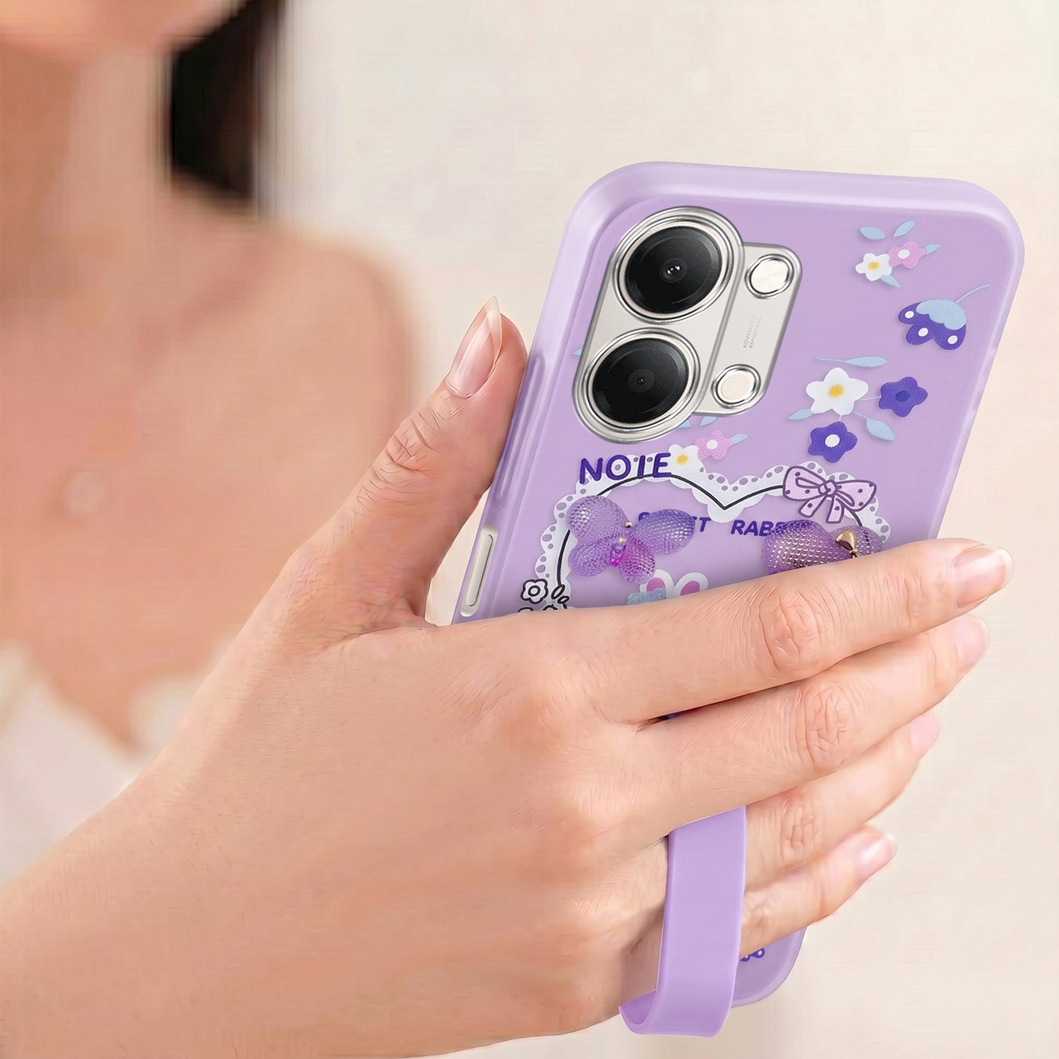 For Vivo Y11 | Vivo Y21 5G Back Cover Case (3D Cute Heart Strap Holder | Camera Protection | Designer Girls Print)