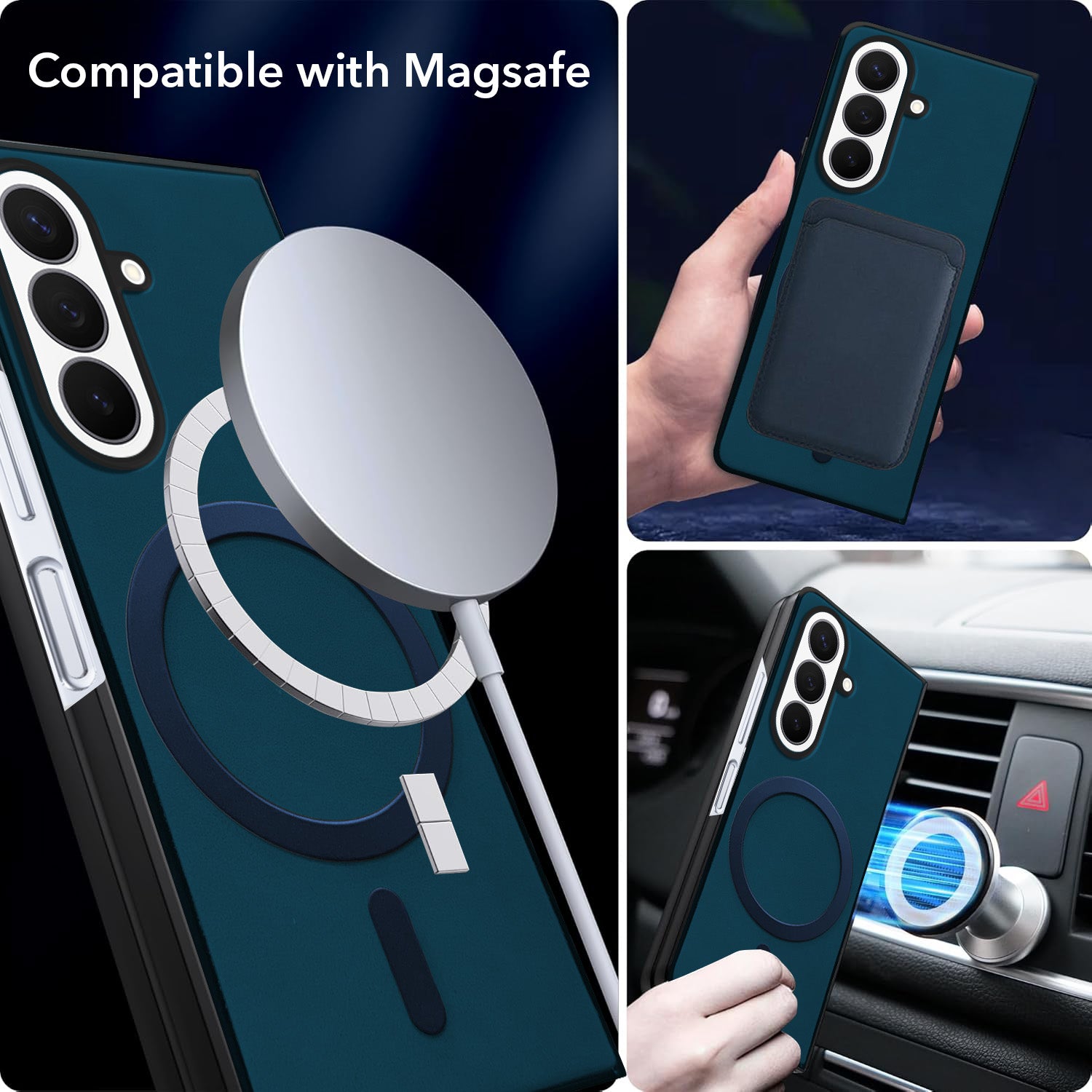 For Samsung Galaxy Z Fold 8 Ultra Back Cover Case Leather Finish (MagSafe Wireless Charging Compatible | Inside Microfiber Cloth)