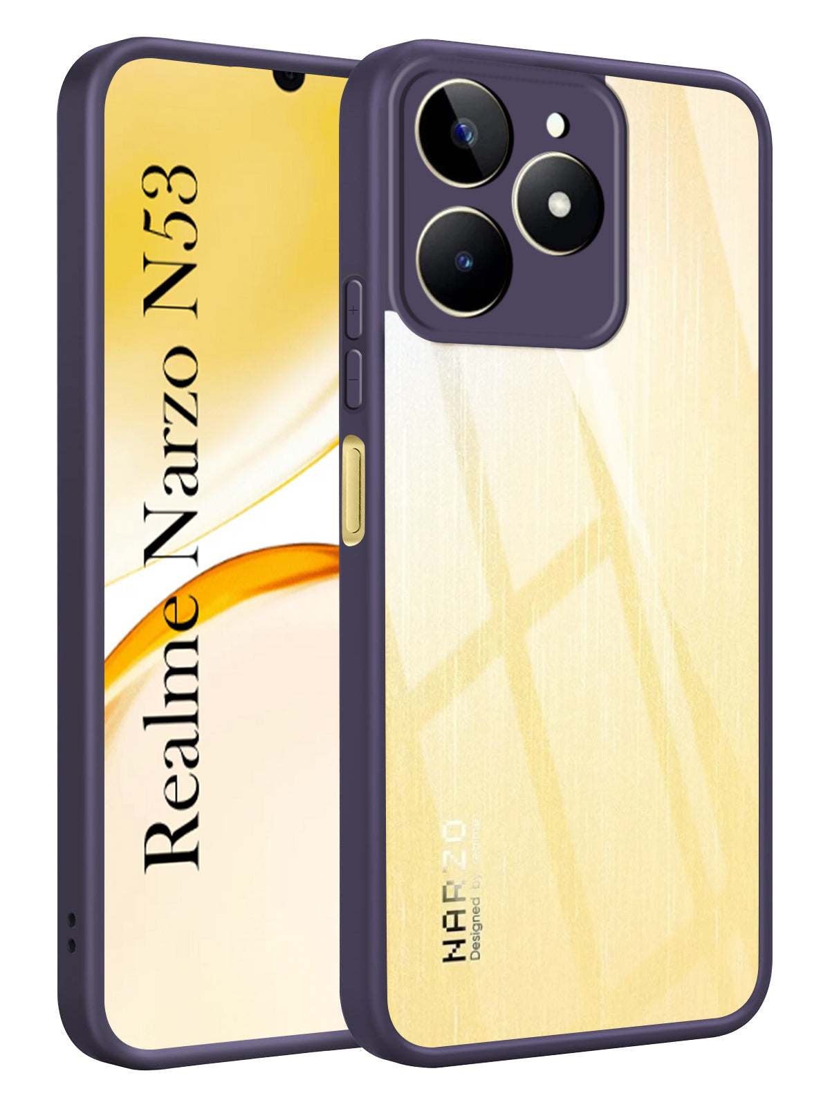 For Realme Narzo N53 Back Cover Case Ultra-Hybrid (Lifetime Anti Yellow | Anti Scratch | Crystal Clear Shockproof)