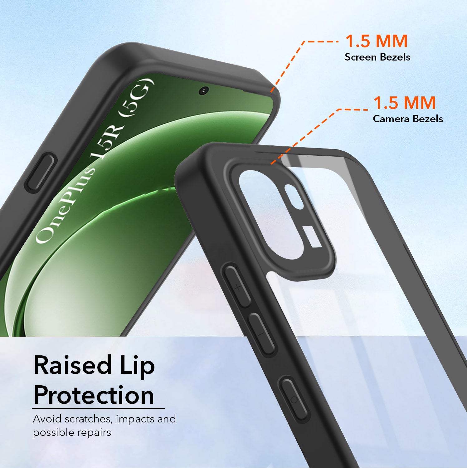 For OnePlus 15R Combo with Back Cover and 9H Tempered Glass (Lifetime Anti-Yellow | Crystal Clear Shockproof | Oleophobic Coating Screen Glass)