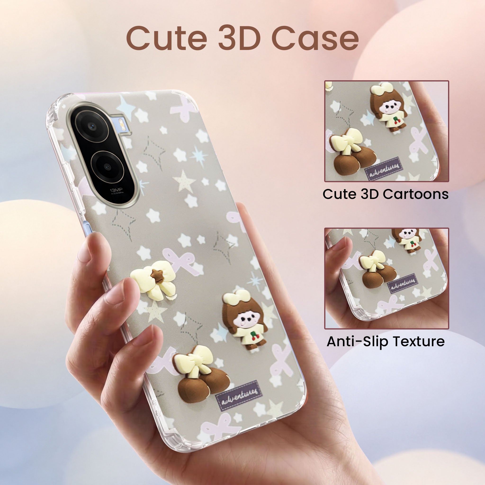 For Poco C81 5G Back Cover Case (3D Cute Cartoons | Hard Back Side Soft | Matte Premium Finish | HD Printing)