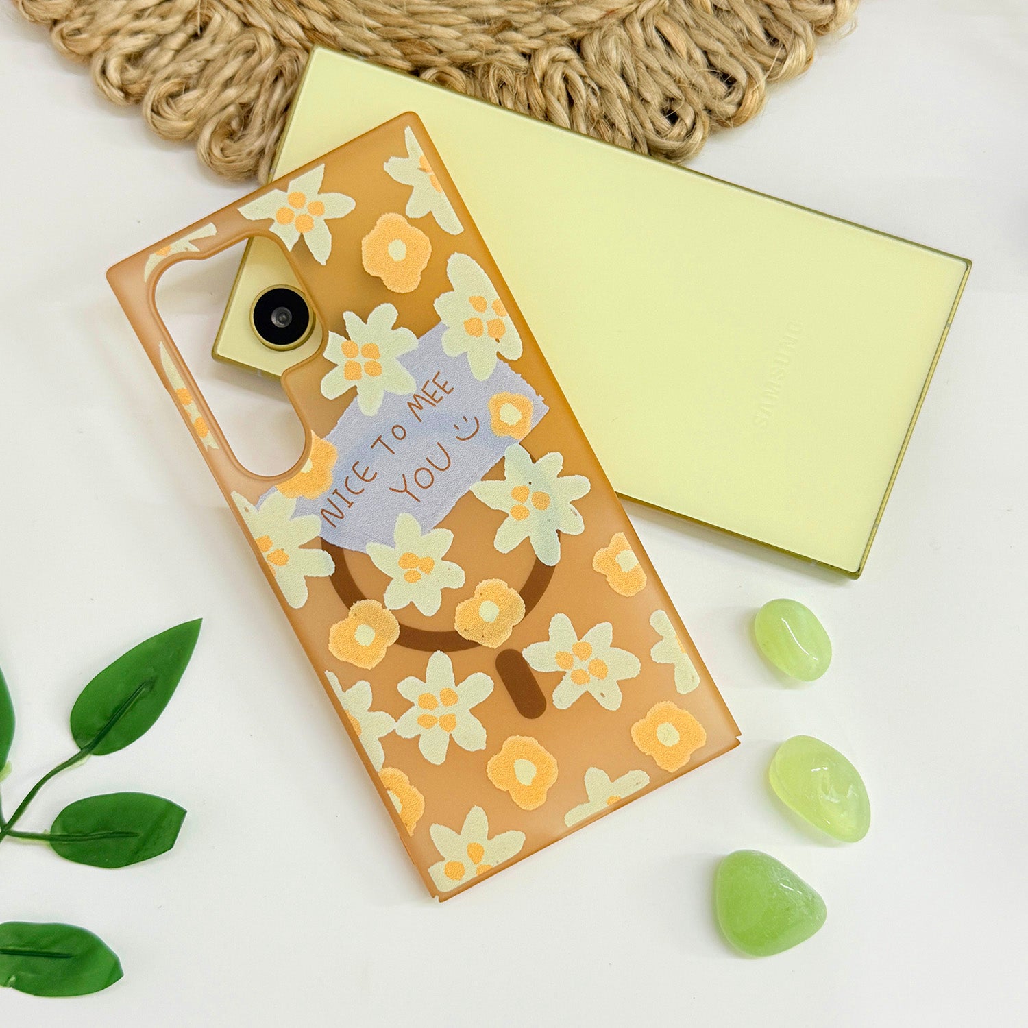 For Samsung Galaxy S23 Ultra Back Cover Case (Cute Floral Design | Flower Print for Girls | MagSafe Compatible Wireless Charging)