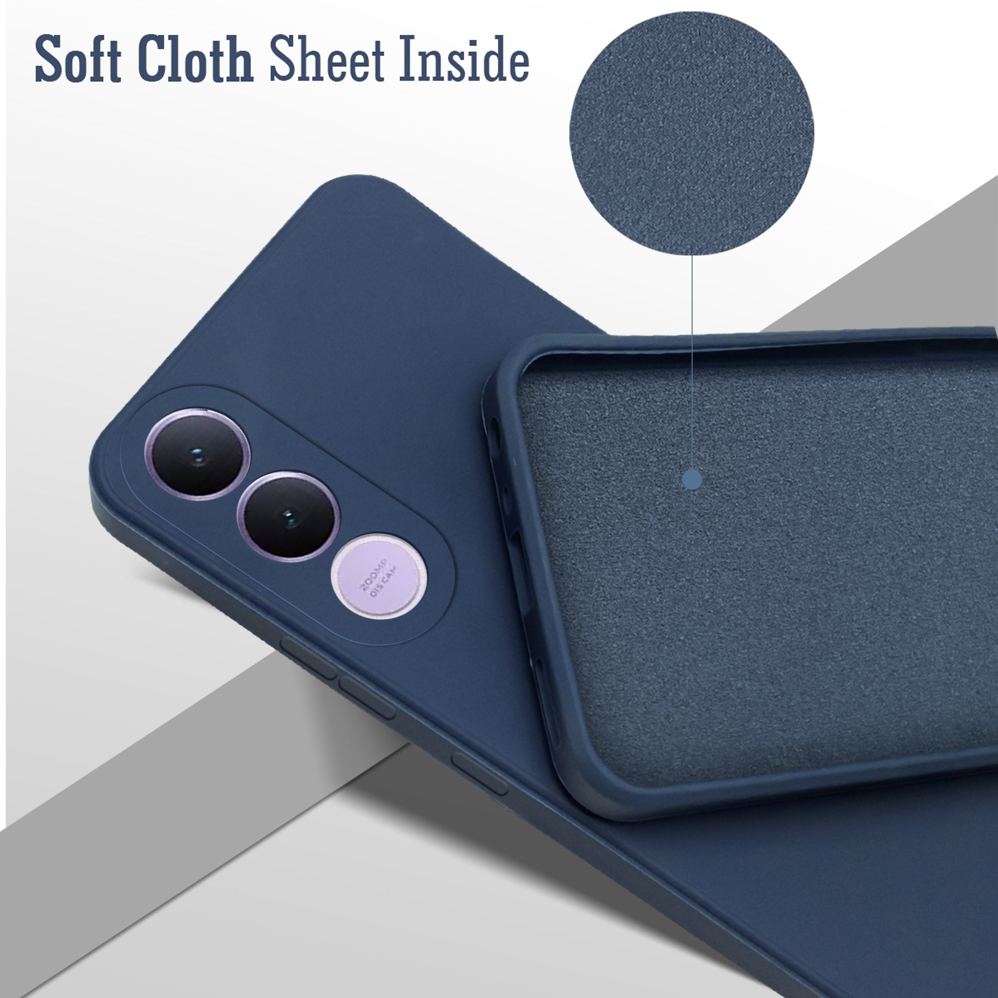For Vivo V70 FE 5G Back Cover Case (Matte Finish Silicone with Inside Fiber cloth)