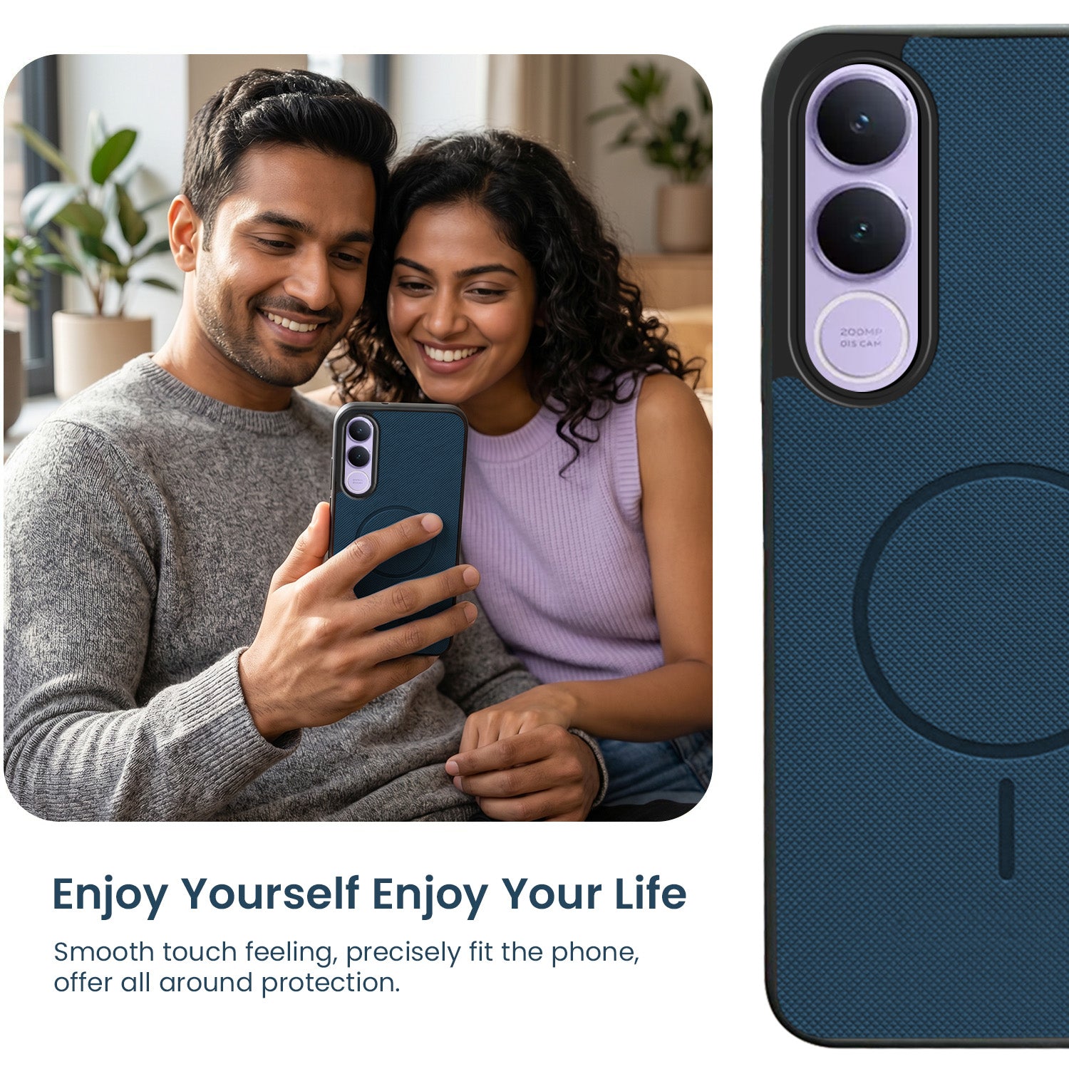 For Vivo V70 FE 5G Back Cover Case PU Leather (Texture Grip Design | Professional Minimalist | Camera Protection | Soft and Flexible)