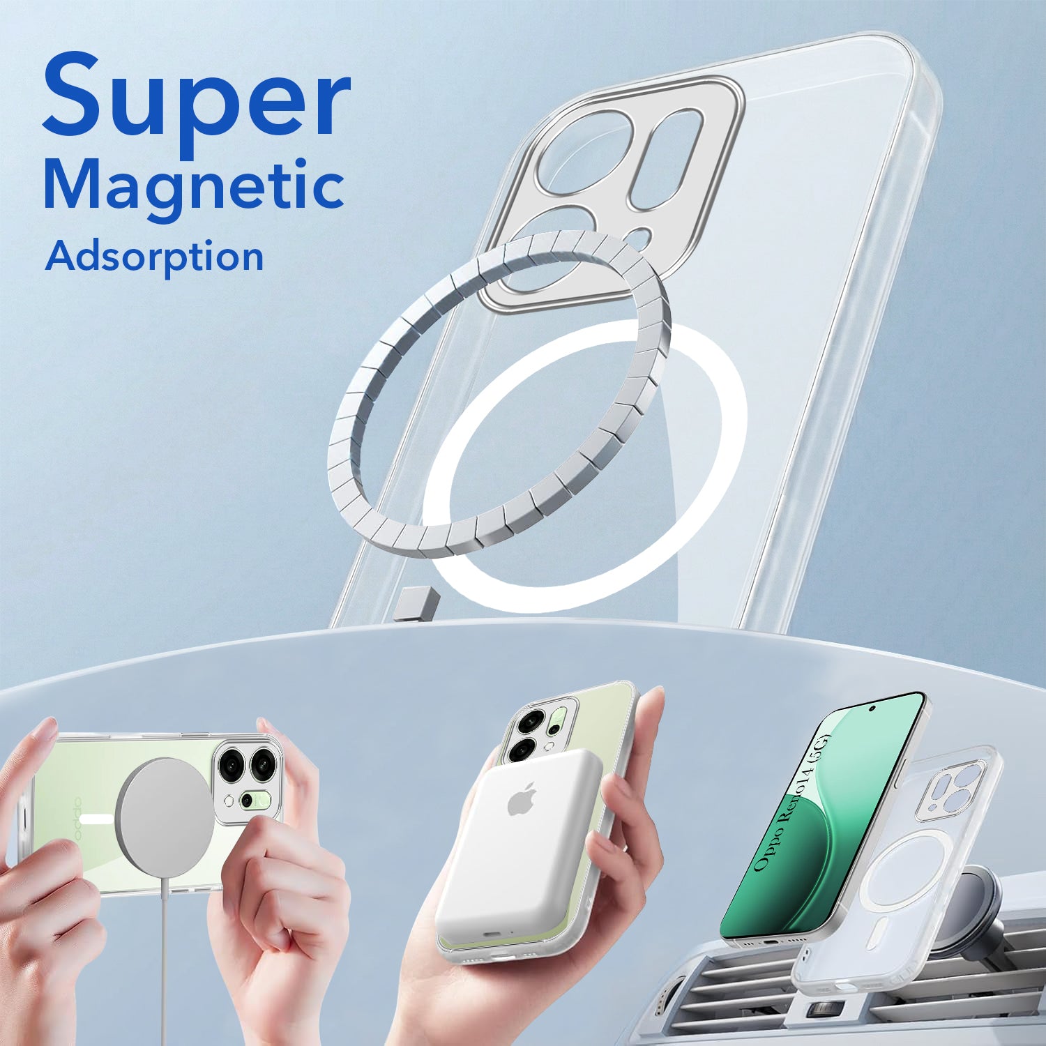 For Oppo Reno14 5G | Oppo Reno 14 5G Back Cover Case Lifetime Anti-Yellow MagSafe Compatible Clear (Sleek Hard Crystal | Shockproof and Camera Protection)
