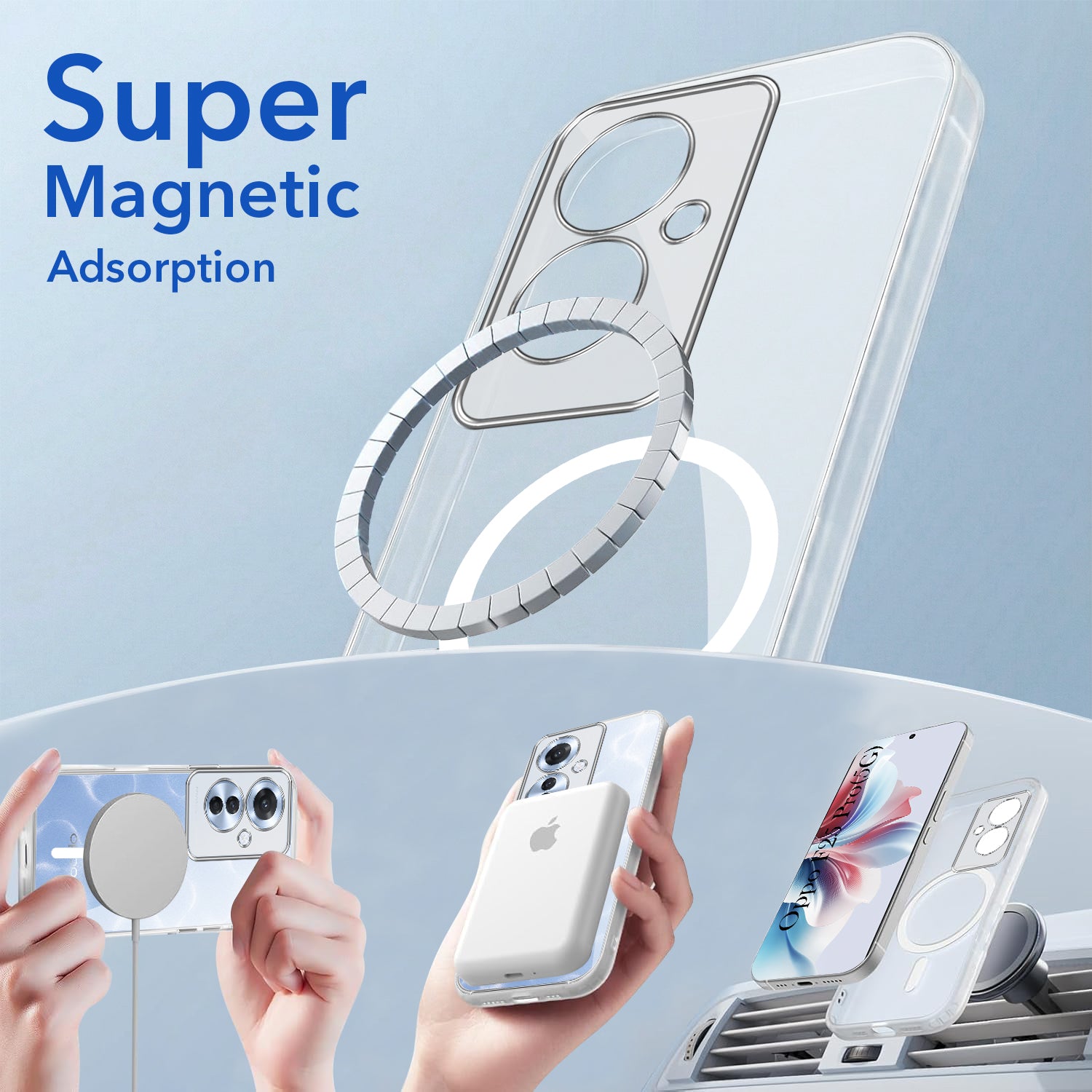 For Oppo F25 Pro 5G Back Cover Case Lifetime Anti-Yellow MagSafe Compatible Clear (Sleek Hard Crystal | Shockproof and Camera Protection)