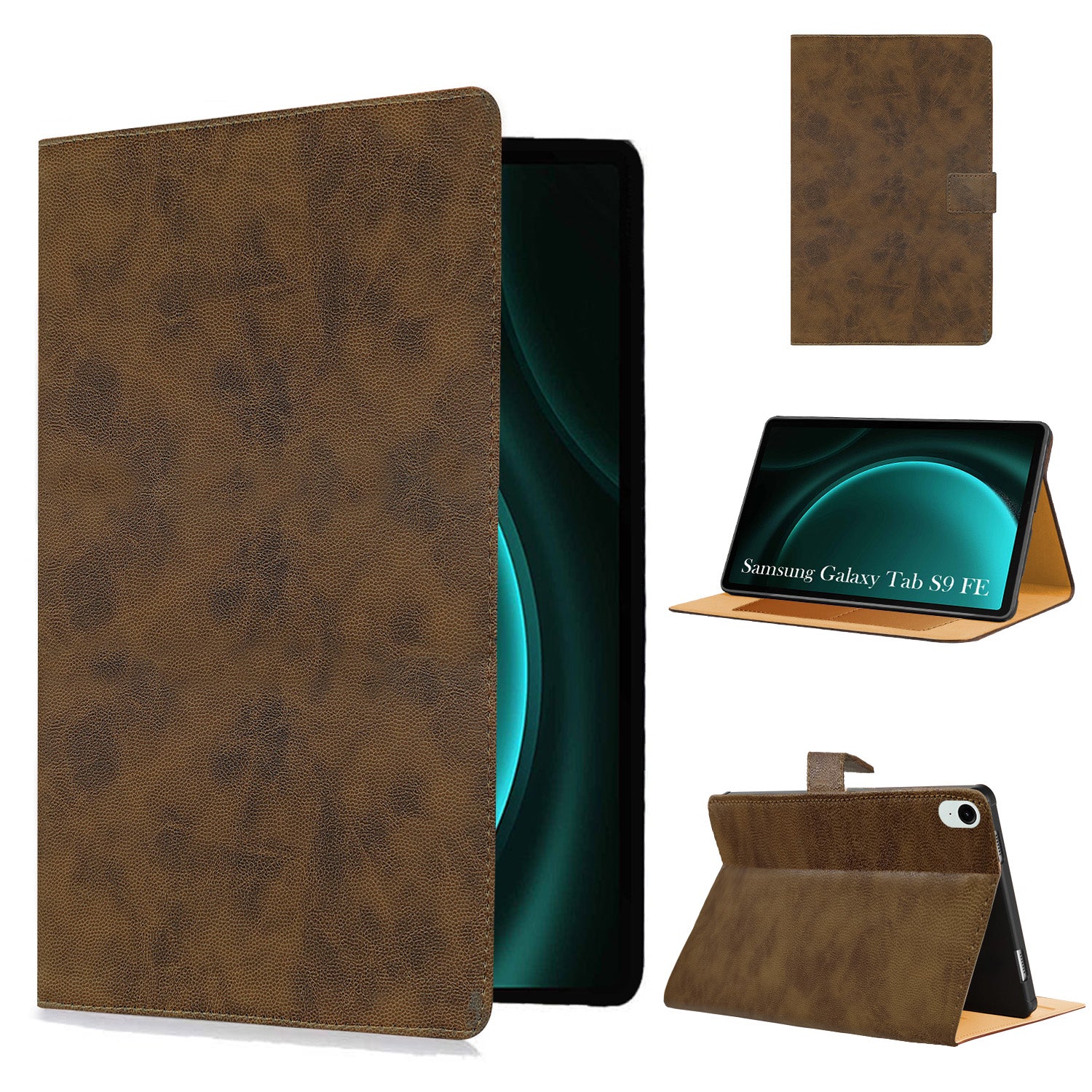 For Samsung Galaxy Tab S9 FE X510 Flip Cover Folio Cover (PU Leather | Multi-Angle Smart Stand | Card Storage Slots | Silicone Back Pouch)