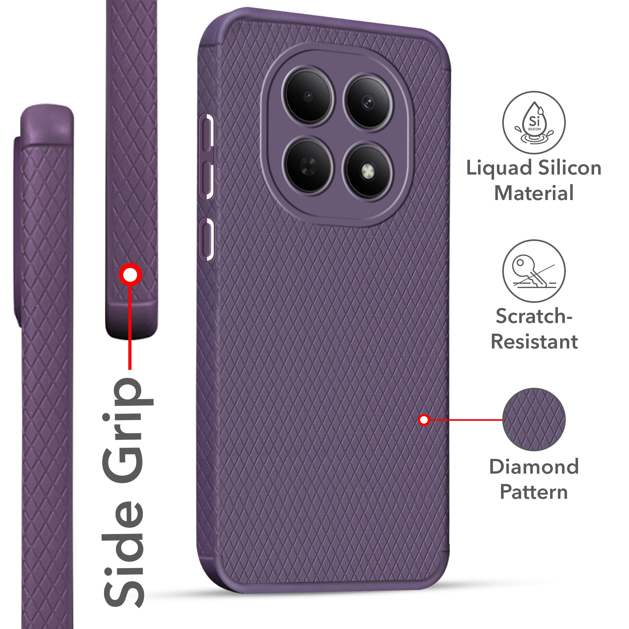 For Poco M8 5G Back Cover Case Liquid Silicone (Camera Protection | Side Grip Texture | Soft and Flexible)