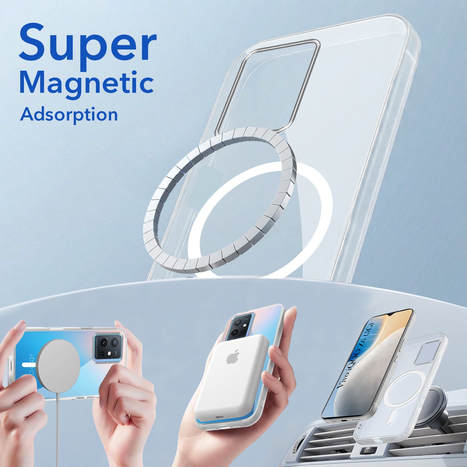 For Vivo iQOO Z6 5G Back Cover Case Lifetime Anti-Yellow MagSafe Compatible Clear (Sleek Hard Crystal | Shockproof and Camera Protection)