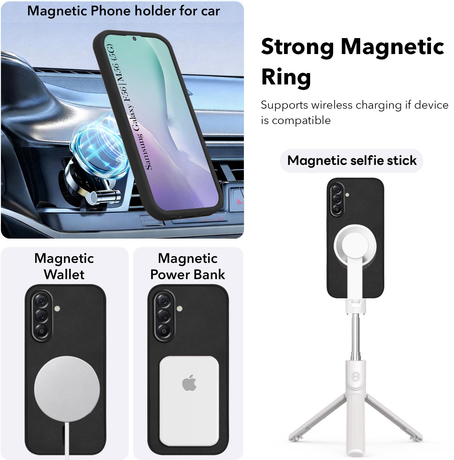 For Samsung Galaxy M56 | Samsung Galaxy F56 Back Cover Case Leather Finish (MagSafe Compatible Wireless Charging | Soft Touch | Camera Bump Protection)