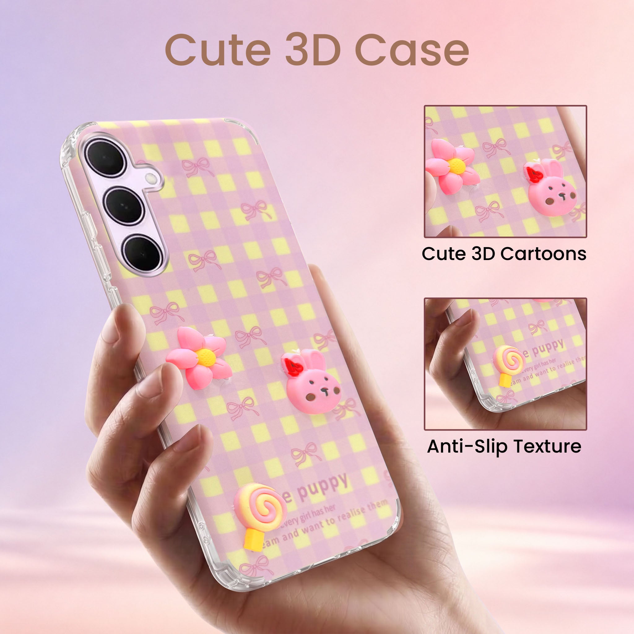 For Samsung Galaxy A35 5G Back Cover Case (3D Cute Cartoons | Hard Back Side Soft | Matte Premium Finish | HD Printing)