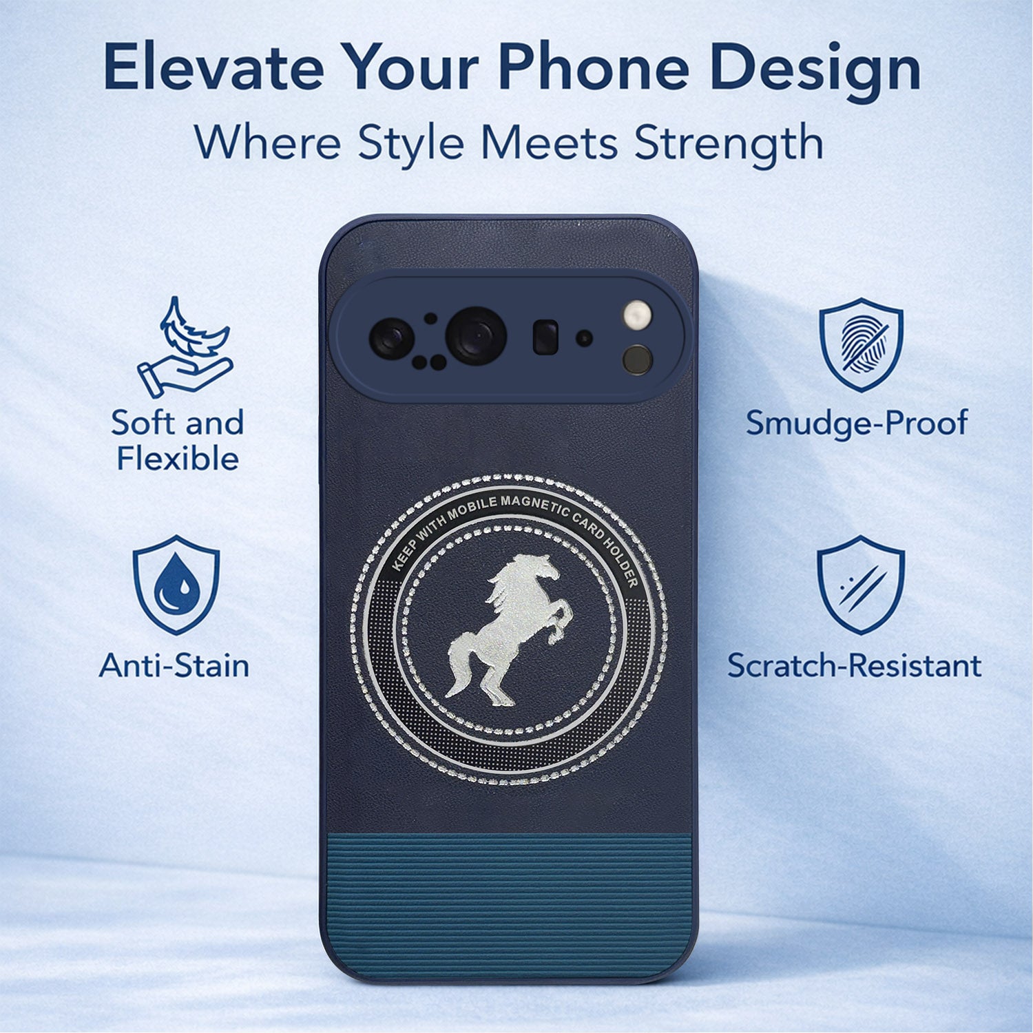 For Google Pixel 9 Pro Back Cover Case PU Leather Finish (Professional Minimalist Texture | MagSafe Compatile | Camera Protection | Sleek Sober Formal)