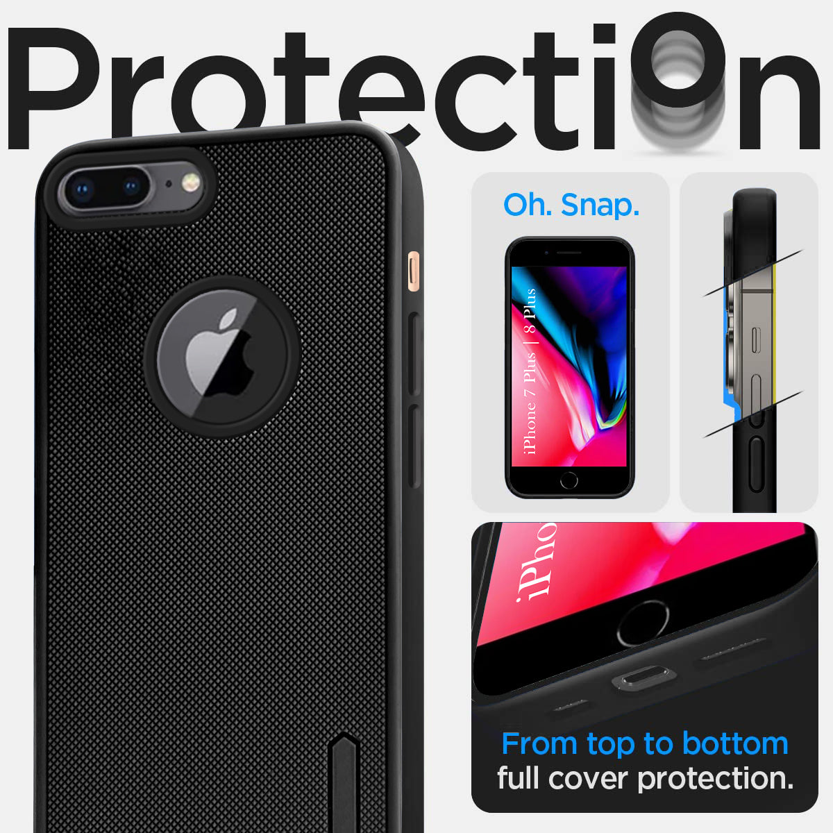 For Apple iPhone 7 Plus | iPhone 8 Plus Back Cover Case (Textured Grip Design | Micro-Fiber Cloth Inside | Slim and Light Weight | Soft Touch and Feel | Black)