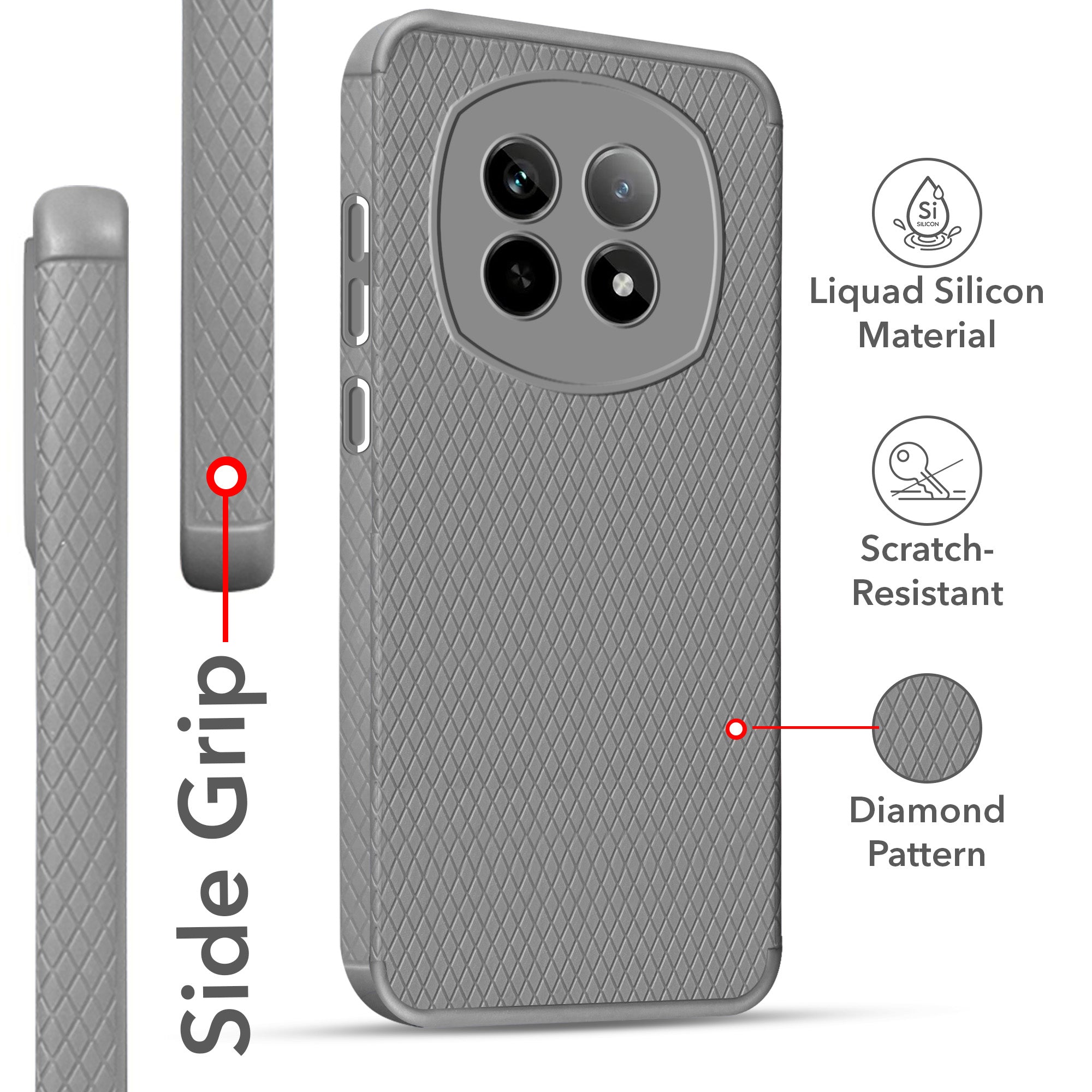For Realme P2 Pro Back Cover Case (Liquid Silicone | Side Grip | Camera Protection)