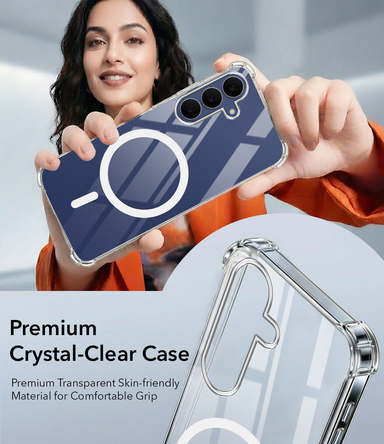 For Samsung Galaxy S25 FE Back Cover Shockproof Crystal-Clear (Magsafe Wireless Support | Drop & Camera Protection | Hard Polycarbonate)