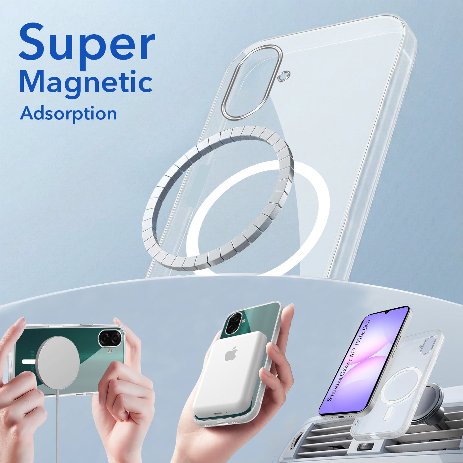 For Samsung Galaxy A07 | F70e 5G Back Cover Case Lifetime Anti-Yellow MagSafe Compatible Clear (Sleek Hard Crystal | Shockproof and Camera Protection)