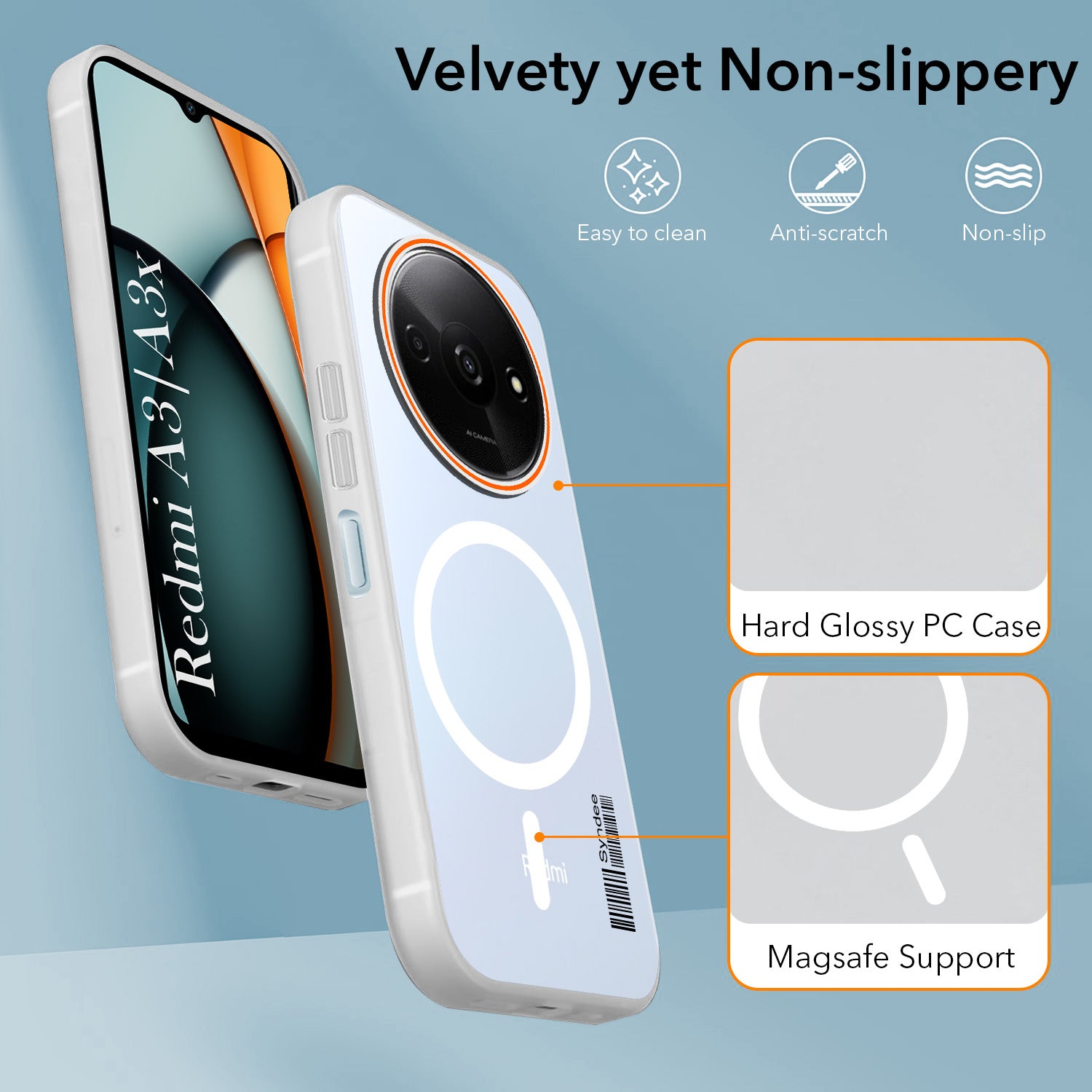 For Redmi A3 2024 | Redmi A3x Back Cover Case (Soft Touch | Camera Bump Protection | MagSafe Compatible | Matte Finish)