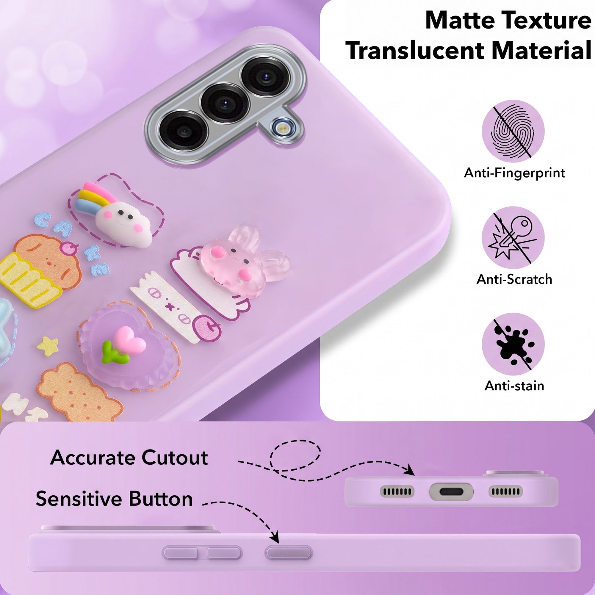 For Samsung A17 |F17 |M17 5G Back Cover Case (3D Cute Cartoons | Hard Back Side Soft | Matte Premium Finish | HD Printing)