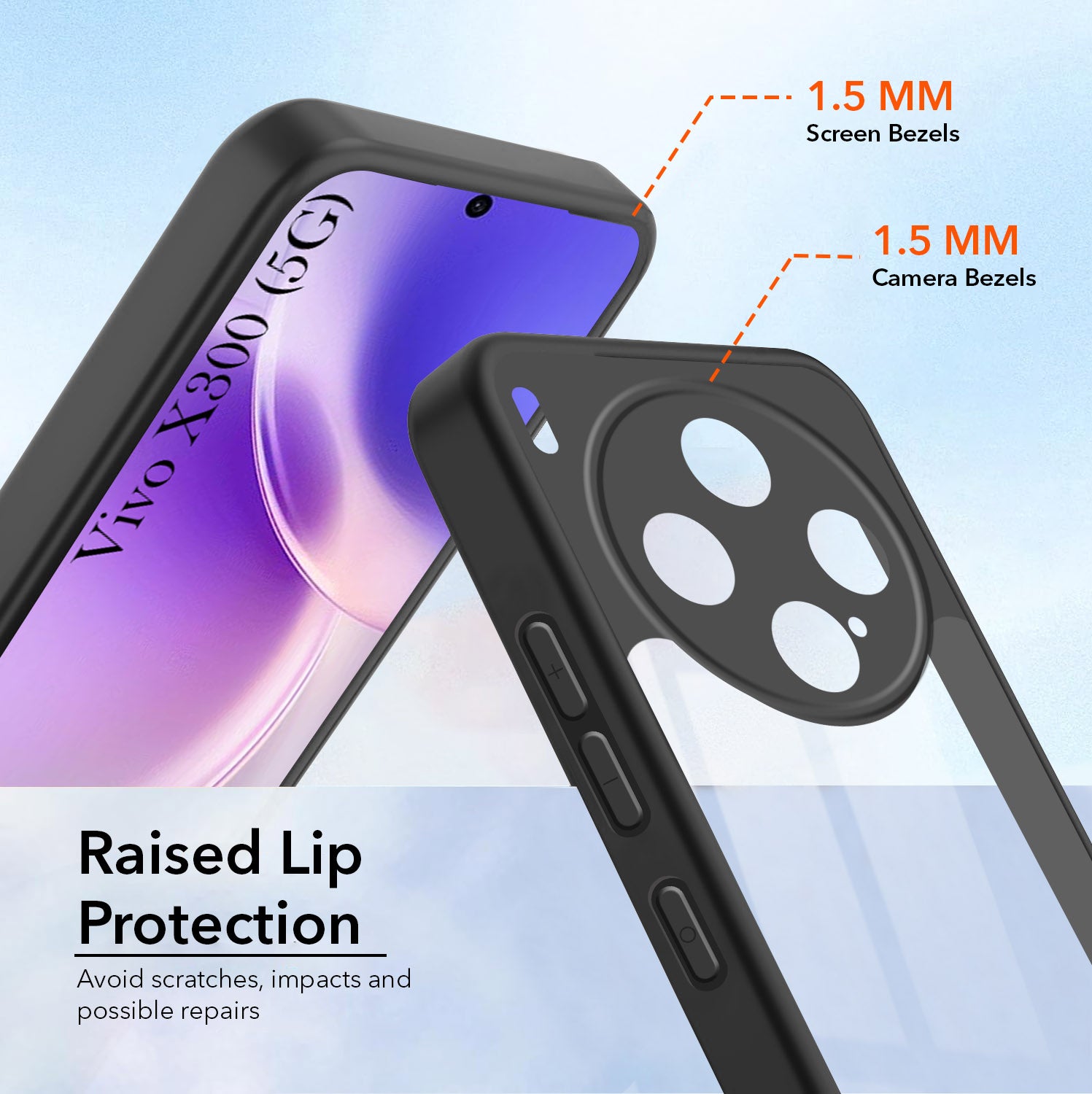 For Vivo X300 5G Combo with Back Cover and 9H Tempered Glass (Lifetime Anti-Yellow | Crystal Clear Shockproof | Oleophobic Coating Screen Glass)