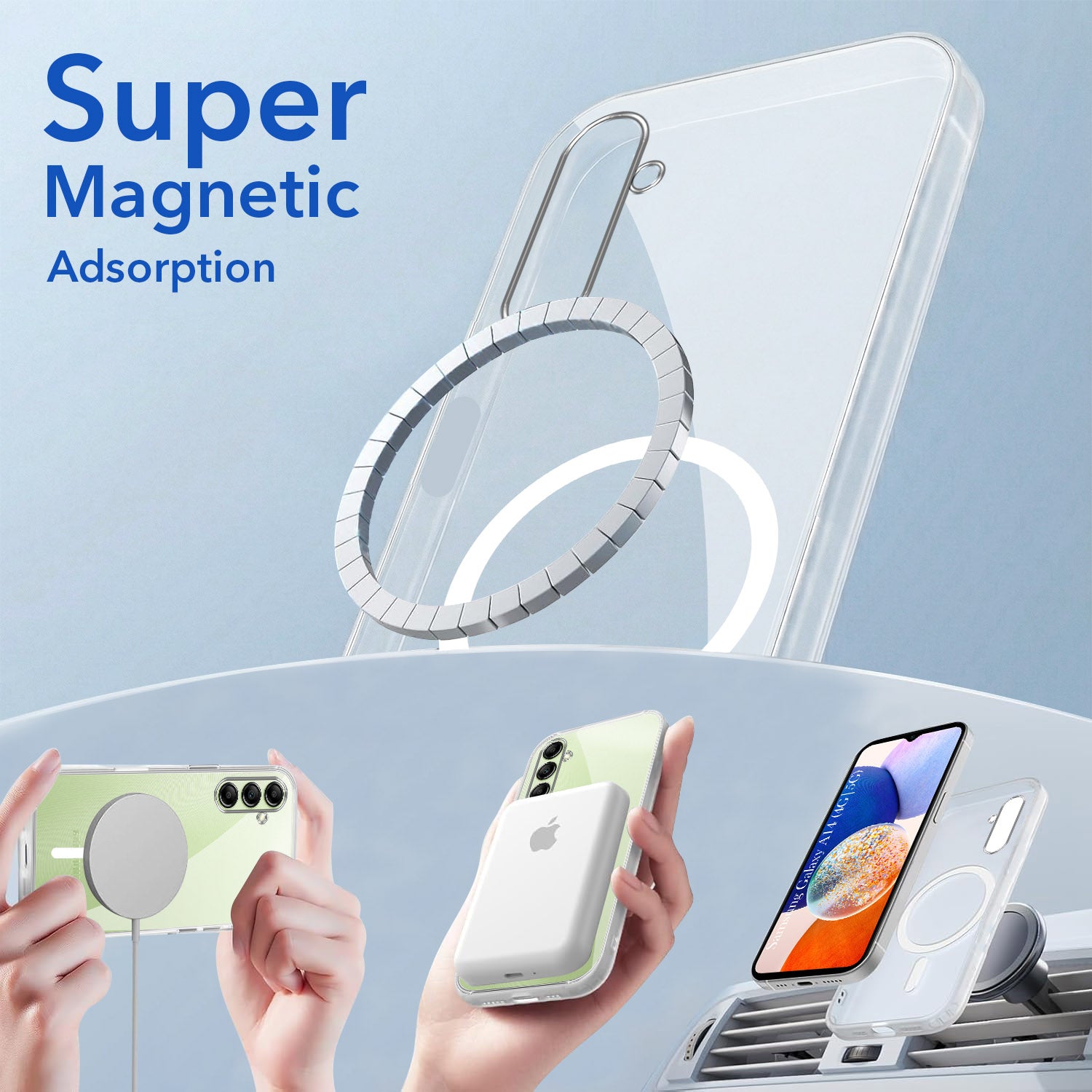 For Samsung Galaxy A14 4G | 5G Back Cover Case Lifetime Anti-Yellow MagSafe Compatible Clear (Sleek Hard Crystal | Shockproof and Camera Protection)