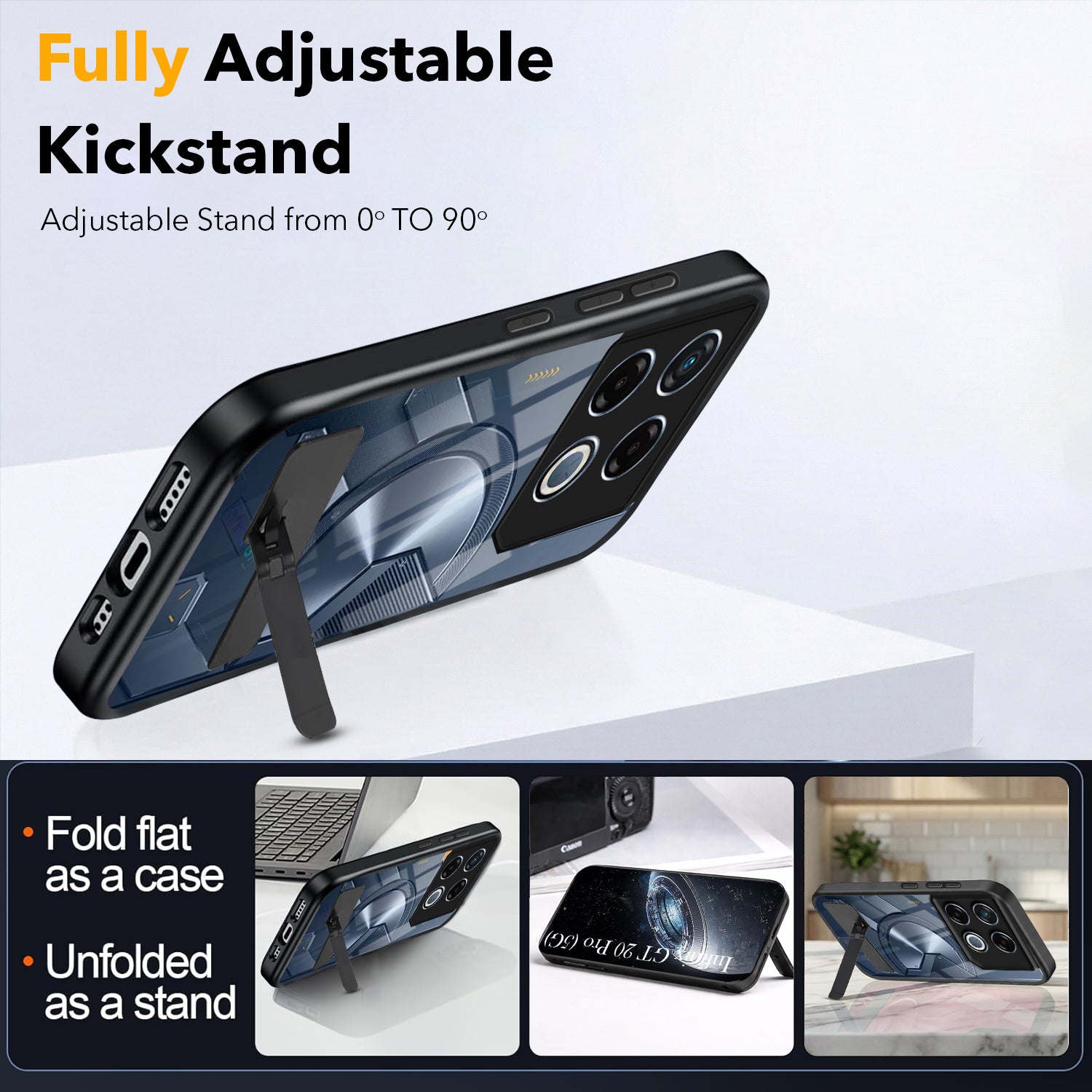 For Infinix GT 20 Pro 5G Back Cover Case (Built-in Stand | Lifetime Anti Yellow | Kickstand Shockproof | Camera Protection | MagSafe Compatible)