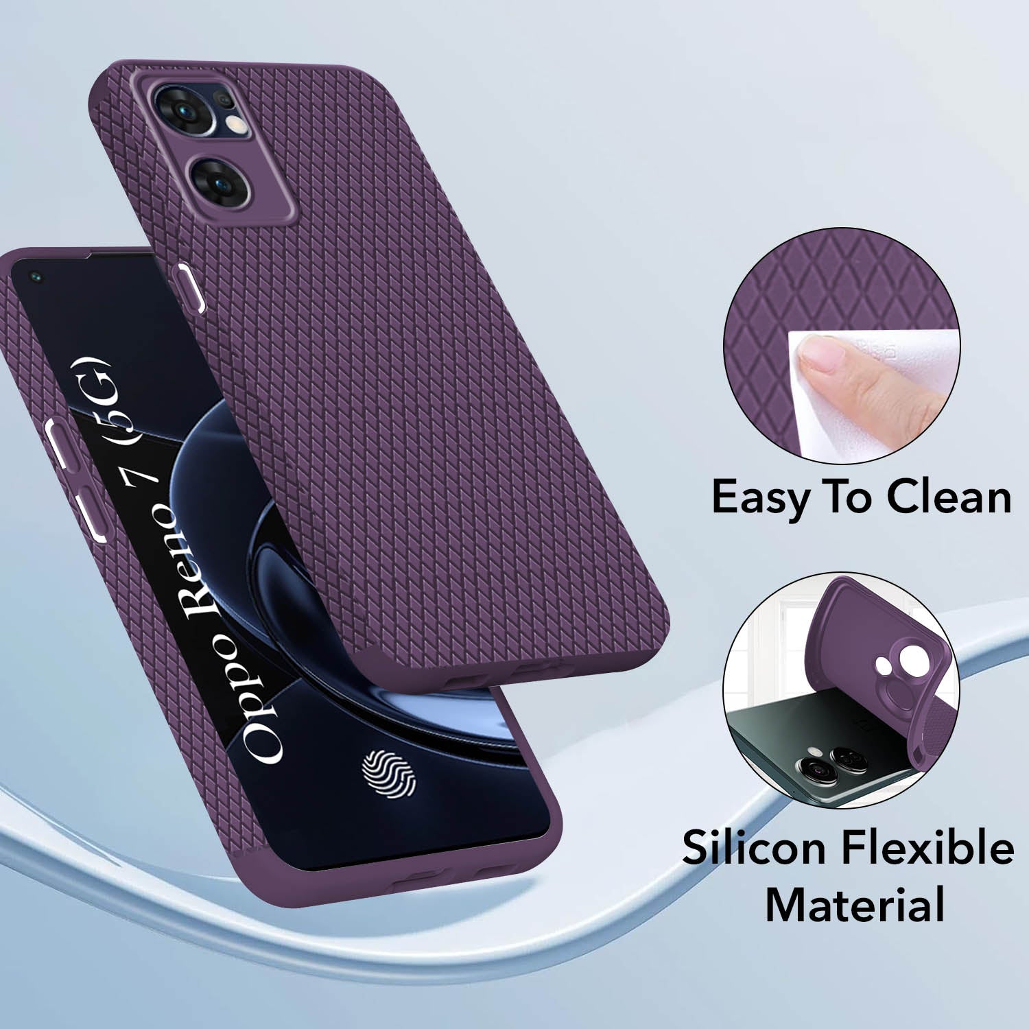 For Oppo Reno7 5G | Reno 7 5G Back Cover Case (Camera Protection | Side Grip Texture | Soft and Flexible)
