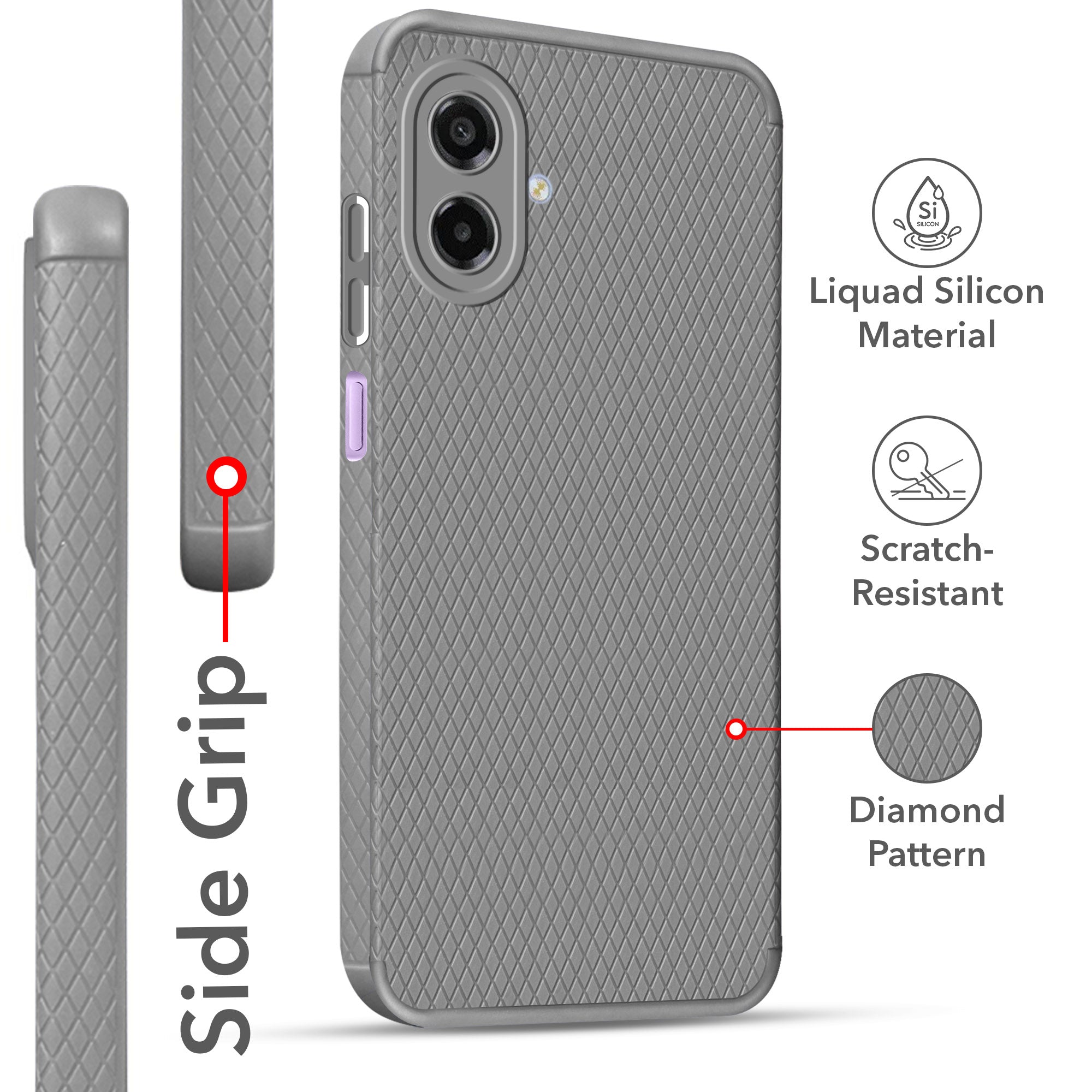 For Samsung Galaxy M17e Back Cover Case Liquid Silicone (Camera Protection | Side Grip Texture | Soft and Flexible)